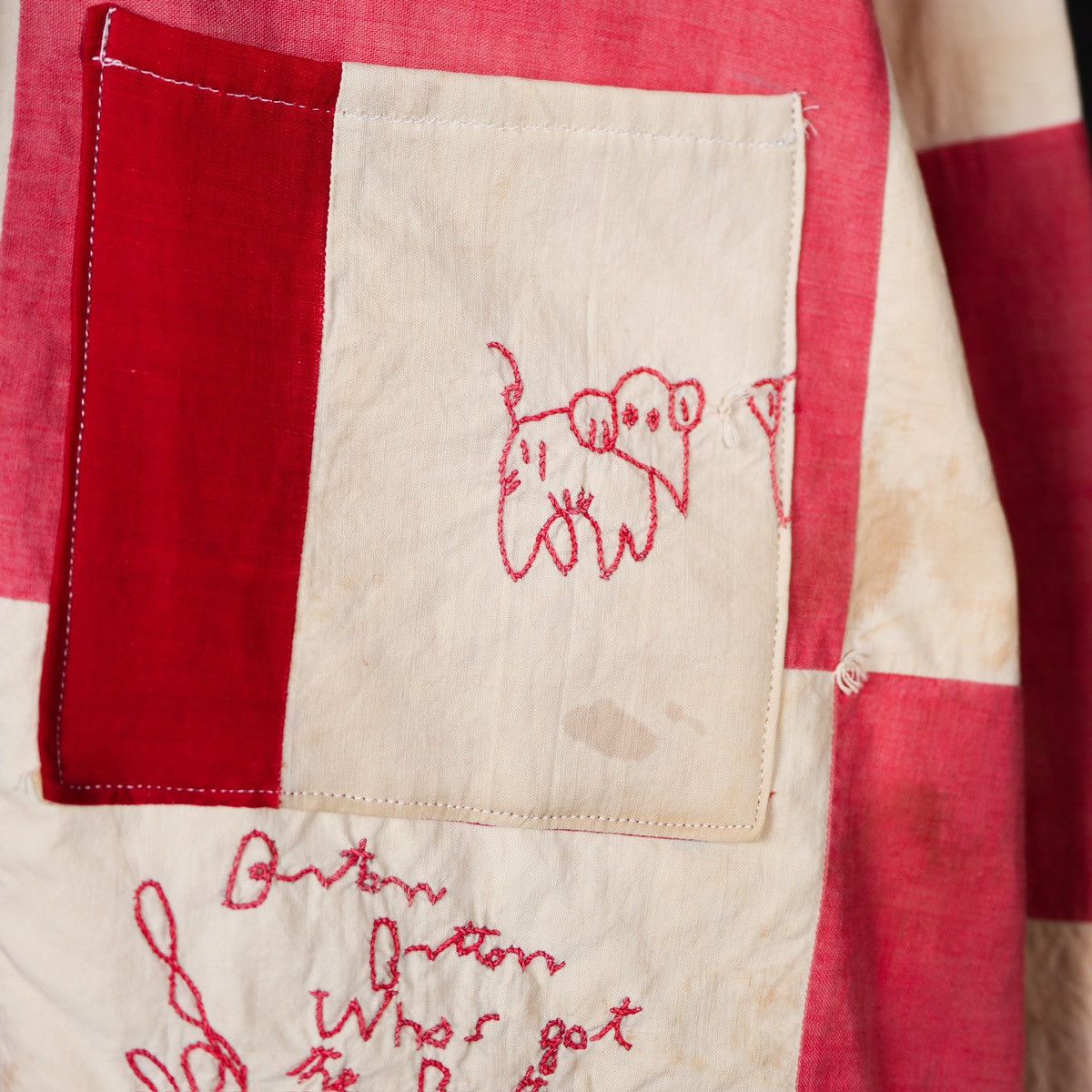 Handmade Antique Boxy Chore Work Handmade Quilt Thrashed Repair Size US L / EU 52-54 / 3 - 10 Thumbnail