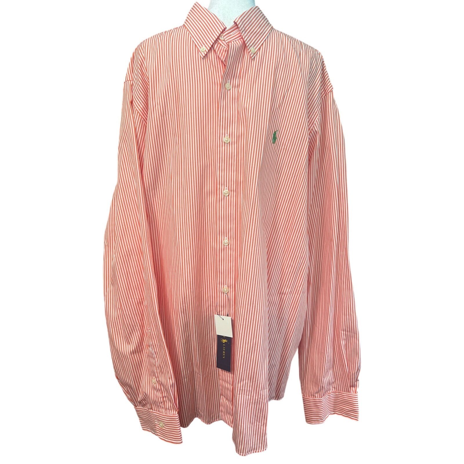 Ralph Lauren Ralph Lauren Classics Orange White Stripe Button Shirt XL Size US XL / EU 56 / 4 - 2 Thumbnail