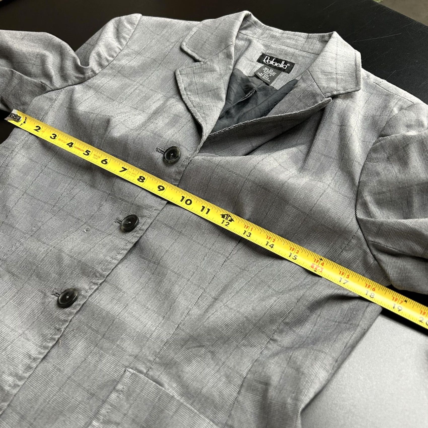 Vintage Rafaella Blazer Jacket Womens 14 Gray Plaid 3 Button Lined Stretch Career Shirt Women Mens? Size XL / US 12-14 / IT 48-50 - 3 Thumbnail