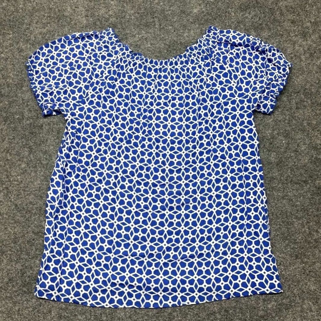 Vintage VINTAGE Jaclyn Smith Blouse Blouse S Womens Blue White Geometric Short Sleeve Scoop Neck New Size S / US 4 / IT 40 - 4 Thumbnail