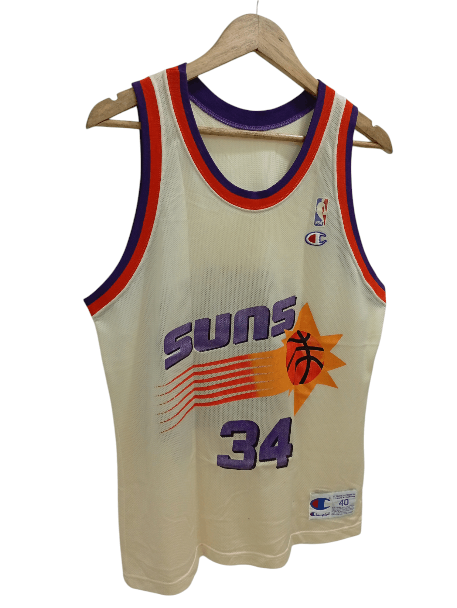 Champion × Vintage 🔥🔥Vintage Champion Phoenix Suns Charles Barkley 34 Jersey Size US M / EU 48-50 / 2 - 2 Thumbnail