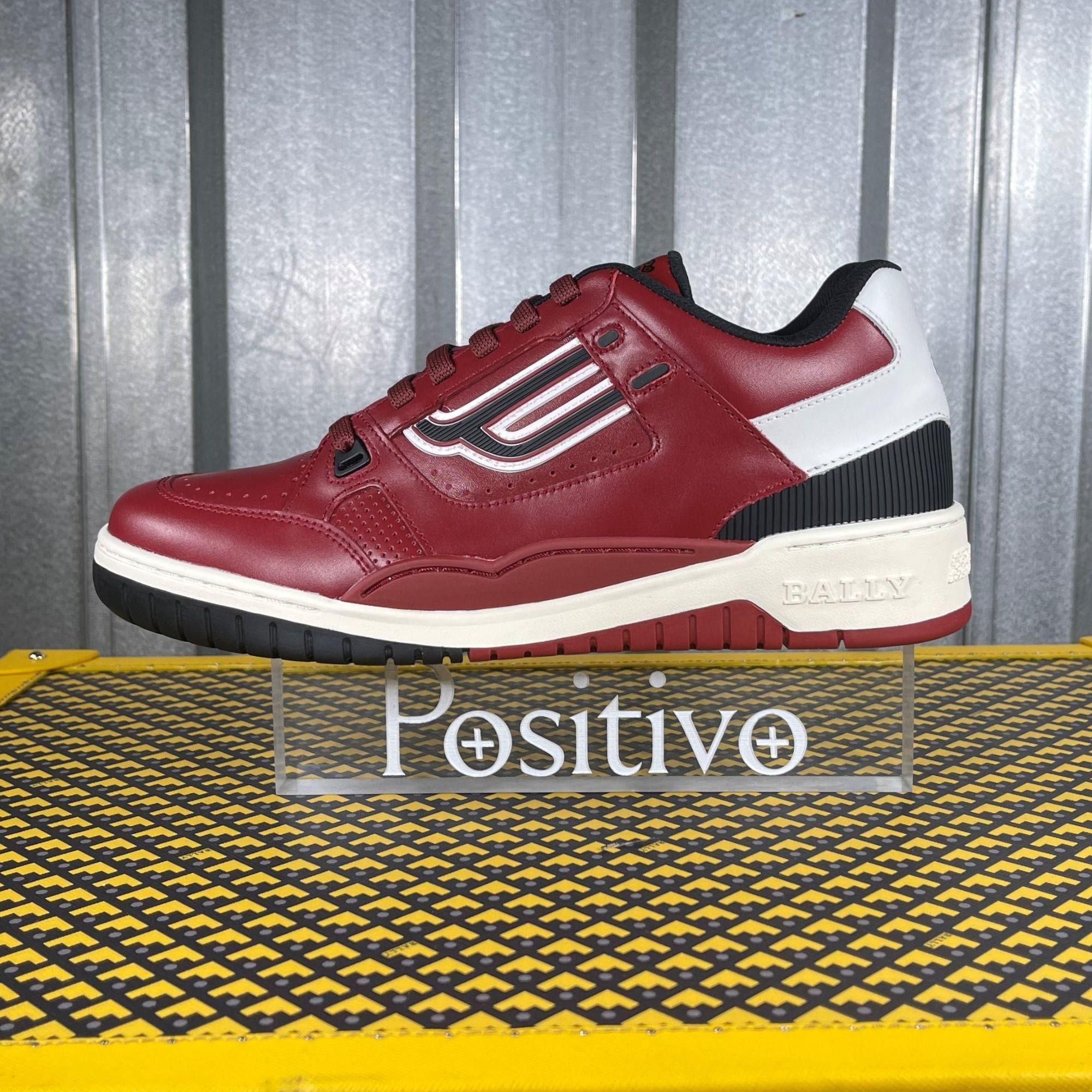 image of Bally Kuba Red Calf Leather Low Top Sneakers Us 7.5, Men's