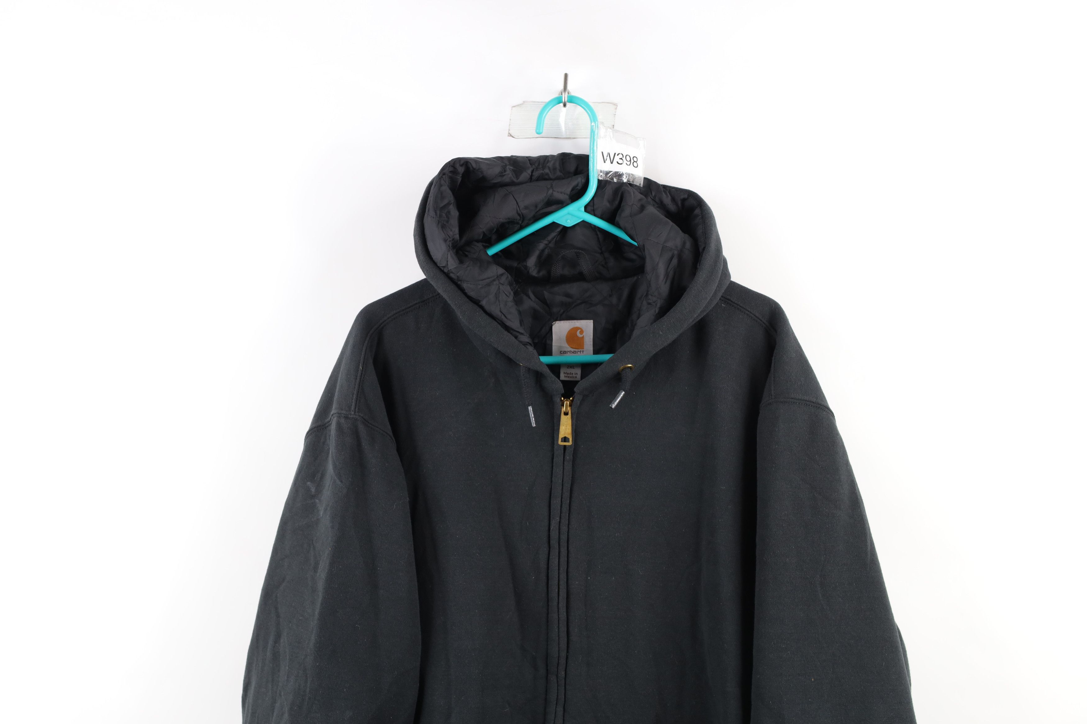 Carhartt × Vintage Vintage Carhartt Quilt Lined Full Zip Hoodie Jacket Black Size US XXL / EU 58 / 5 - 2 Thumbnail