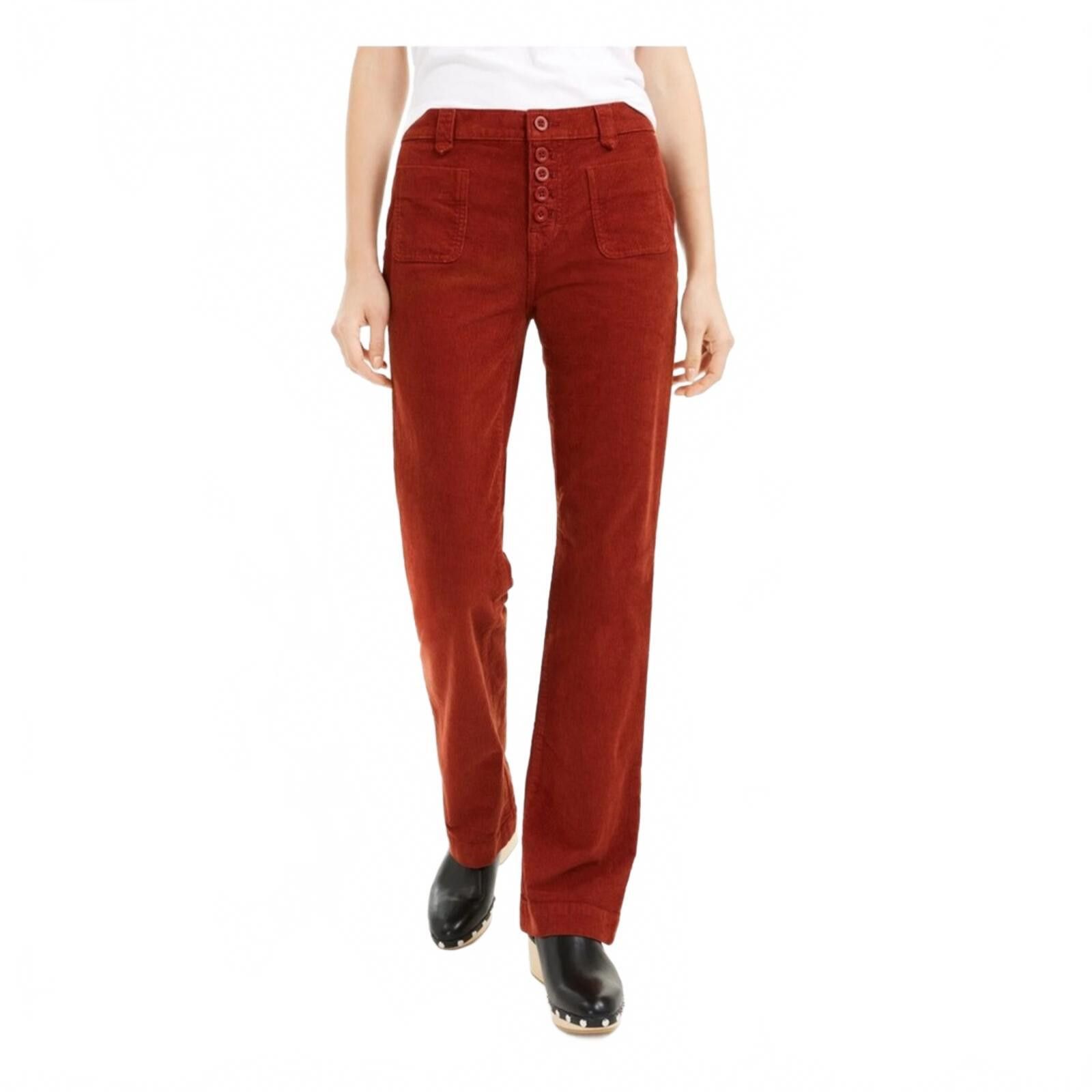 Lucky Brand Rust Patch Pocketed Button Front Boot Cut Corduroy Pants Size 29" - 1 Thumbnail