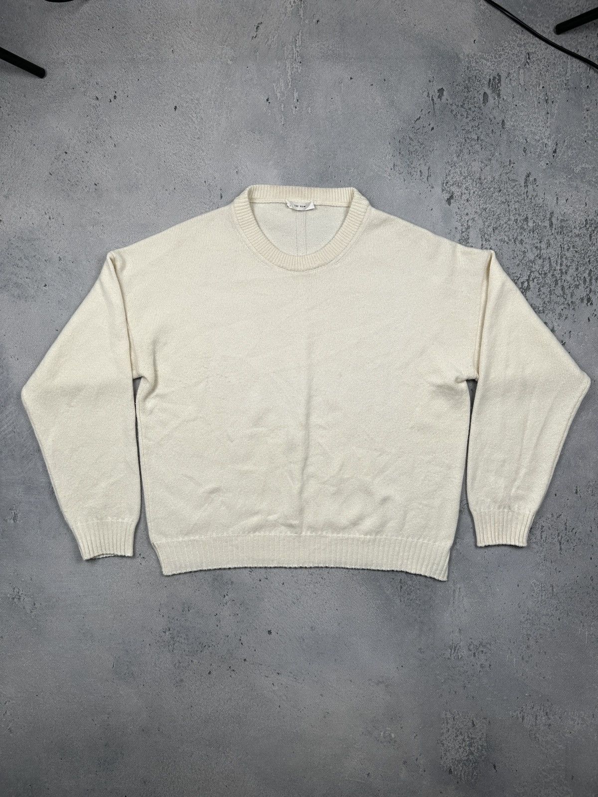 The Row The Row Ivory Cashmere Wool Minimalist Crewneck Lux Sweater Size US XL / EU 56 / 4 - 4 Thumbnail