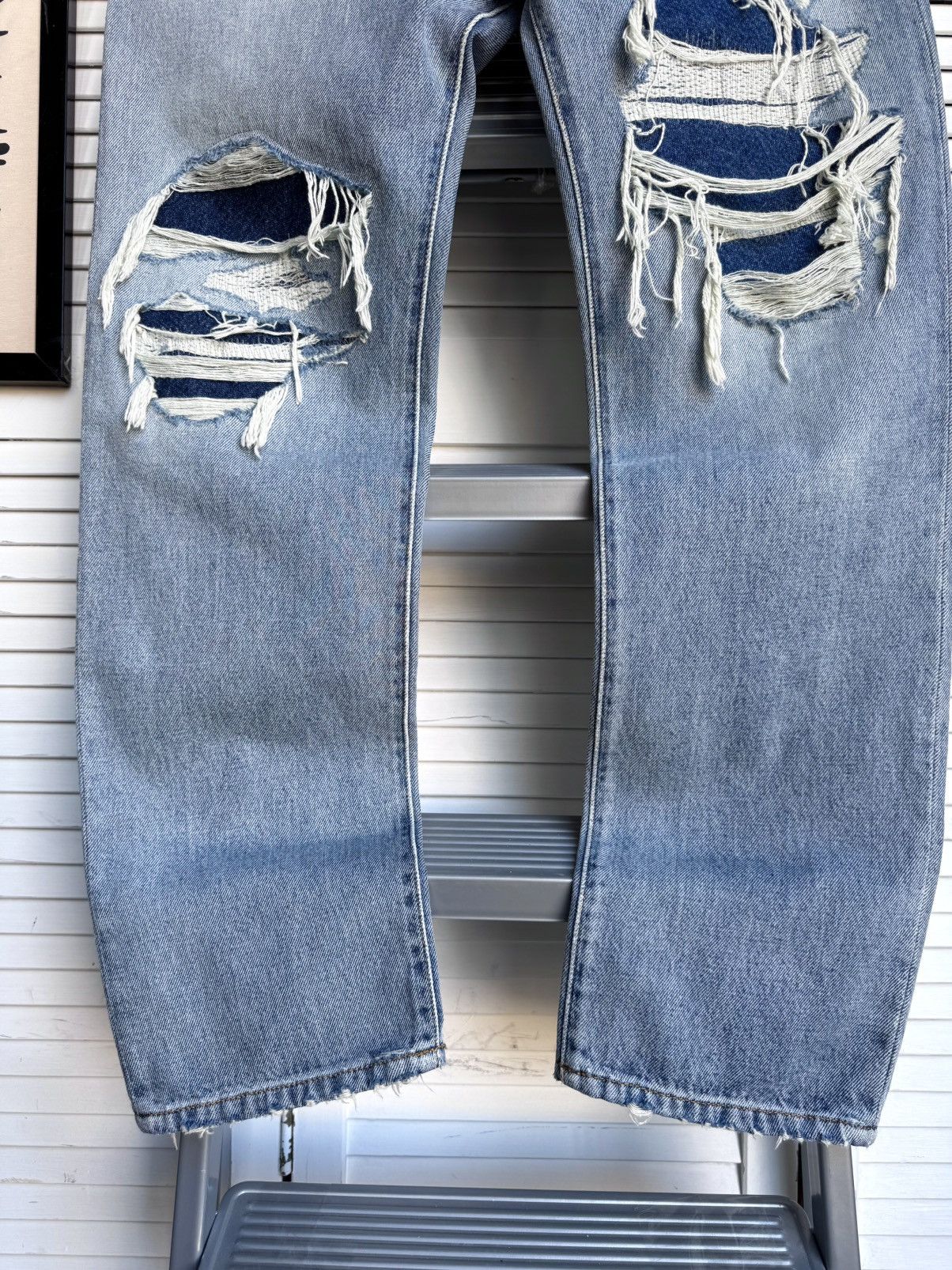 Diesel DIESEL D-Rekiv-Z Washed Distressed Jeans Ripped Denim 09C90 Size US 30 / EU 46 - 8 Thumbnail