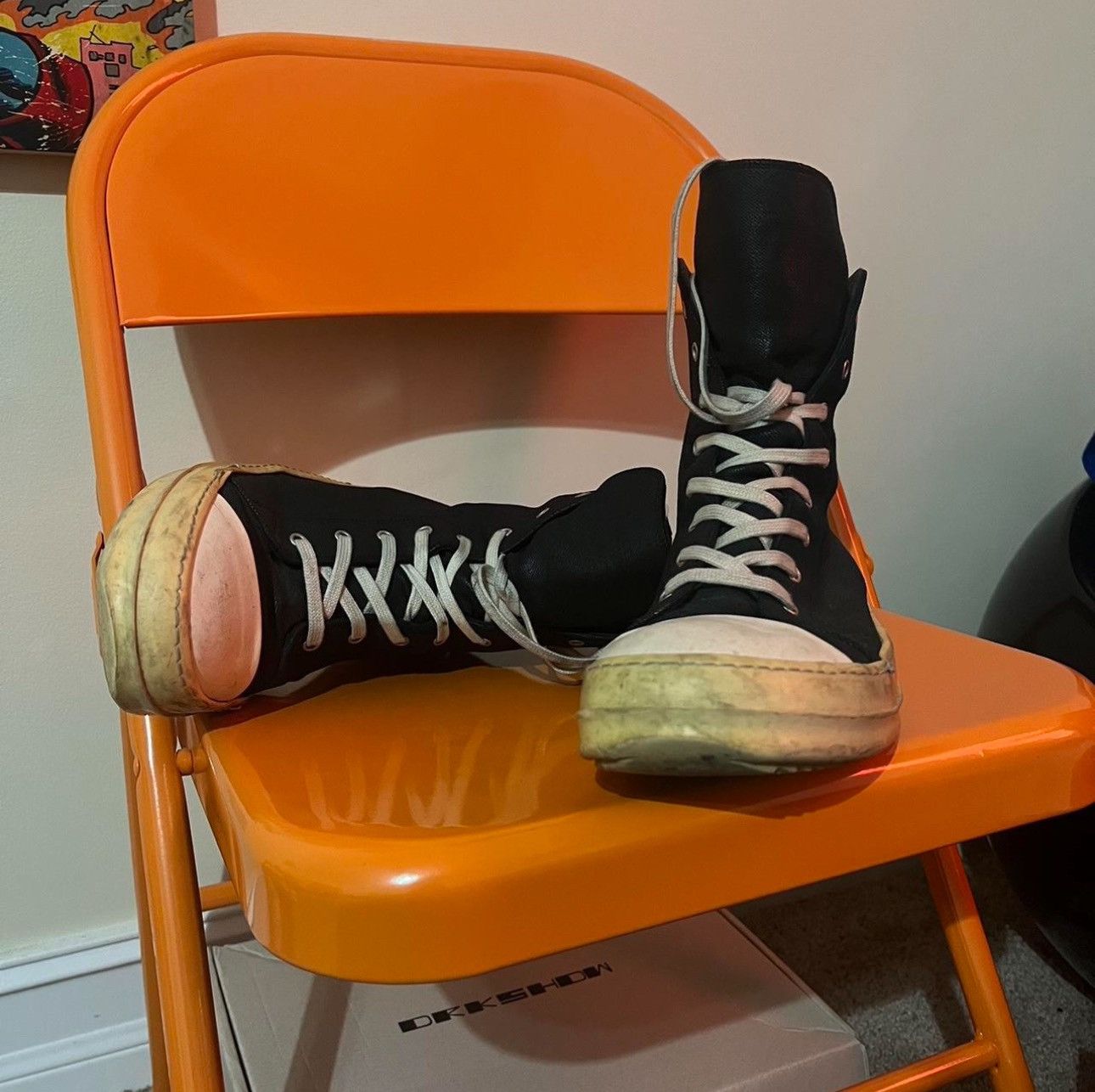 image of Rick Owens Waxed Denim Rick Owen’S Drkshdw Ramones Shoes in Black, Men's (Size 11)