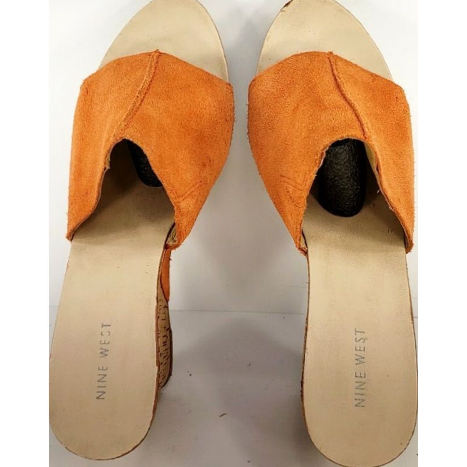 Nine West Nine West Ersiliao Women's Sandals Suede Wedge Mules Orange 9.5M Size US 10 / IT 40 - 6 Thumbnail