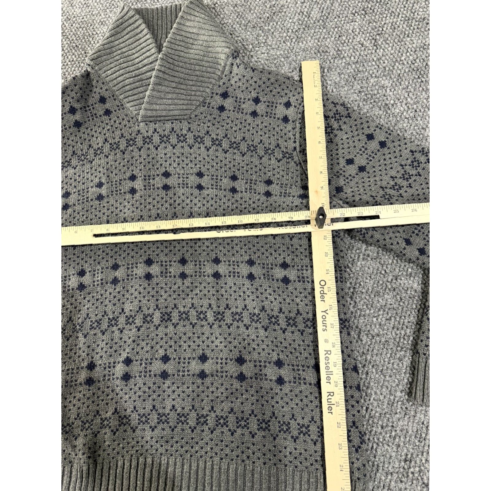 Levi's Levi's Mens XL Gray Fair Isle Pattern Shawl Collar Pullover Knit Winter Sweater Size US XL / EU 56 / 4 - 3 Thumbnail
