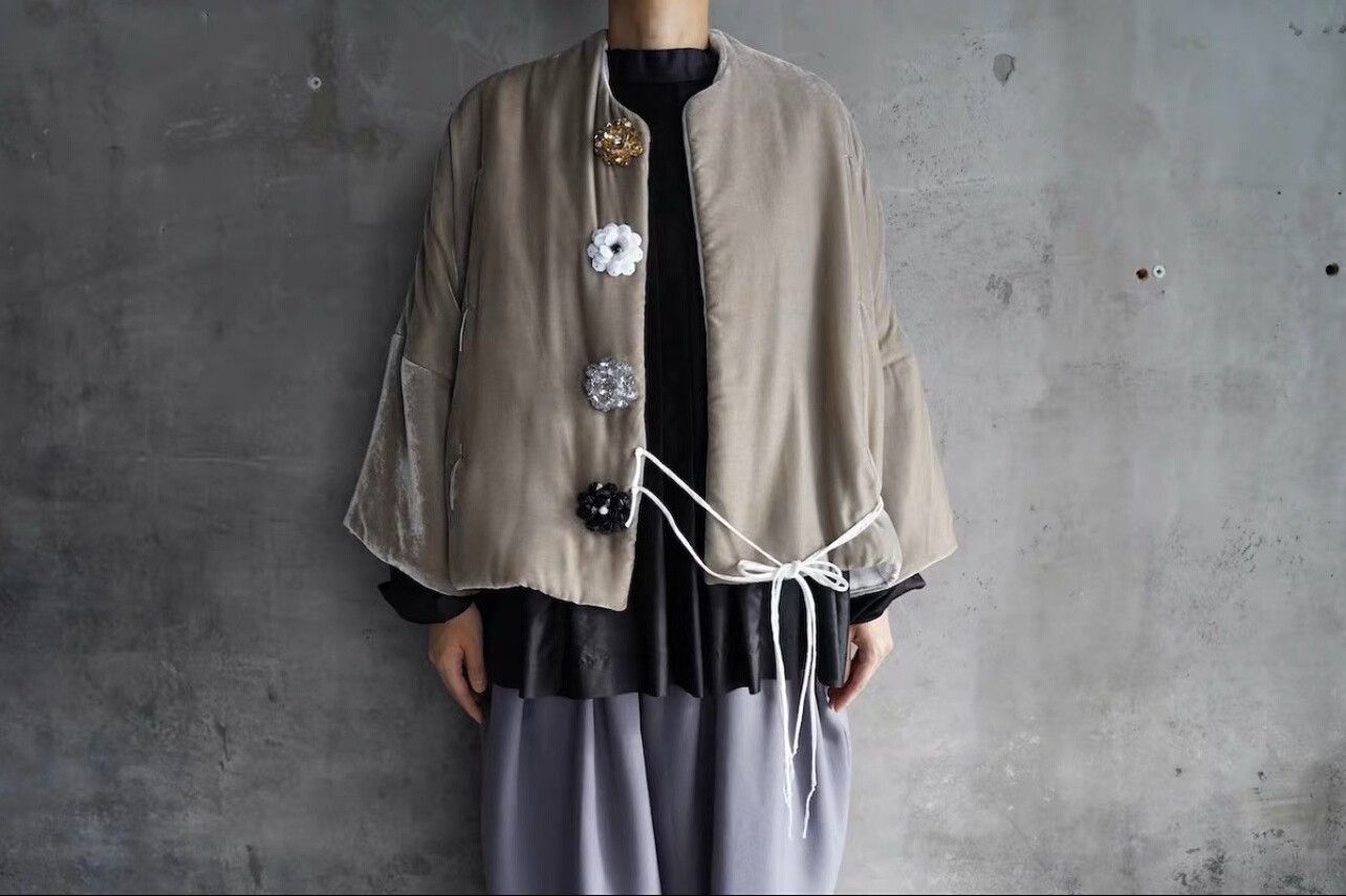 RIPVANWINKLE TOWAVASE Gray Silk Velvet Cotton Jacket Size M / US 6-8 / IT 42-44 - 1 Thumbnail