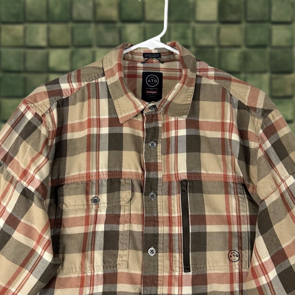 Wrangler Wrangler Button-Up Shirt Mens L Brown Plaid Elbow Patches Long Sleeve Size US L / EU 52-54 / 3 - 1 Thumbnail