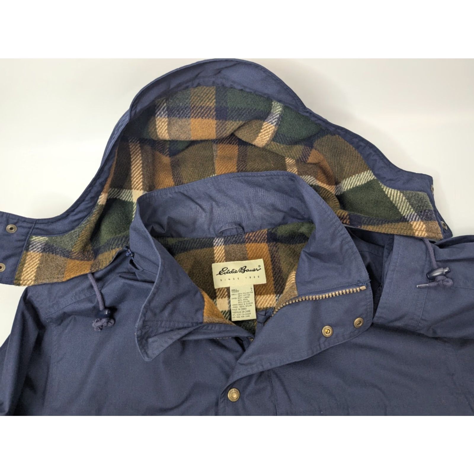 Eddie Bauer VINTAGE Eddie Bauer Mountain Parka Jacket Men L Navy Hooded Chore Wool Lined Size US L / EU 52-54 / 3 - 7 Thumbnail