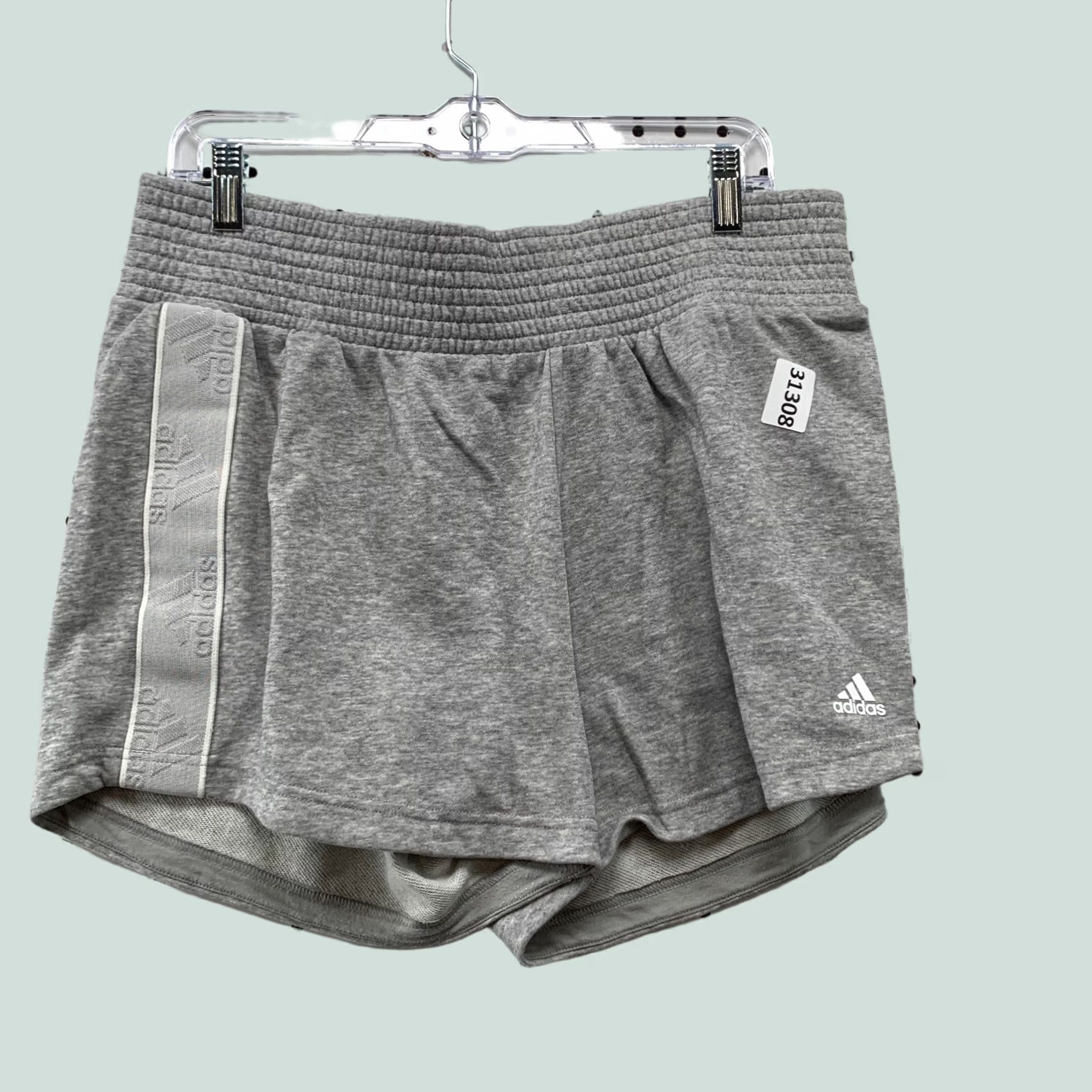Adidas Adidas Sweat Shorts Men XL White Striped Fleece 34x3.5 Casual Active Size 40" / US 18 - 1 Thumbnail