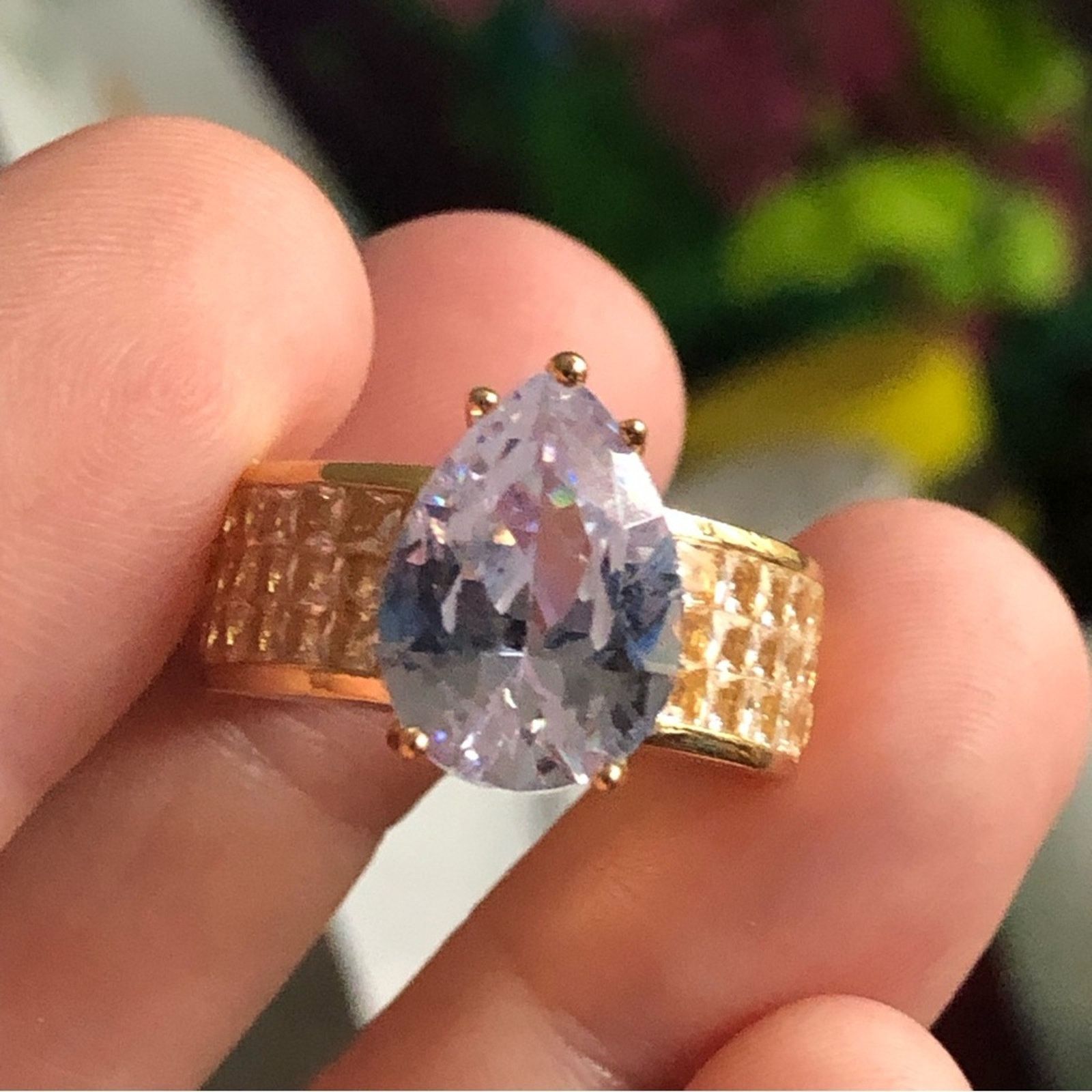 Jewelry Women’s teardrop CZ 18kt vermeil cocktail ring 8 NIB Size ONE SIZE - 10 Thumbnail
