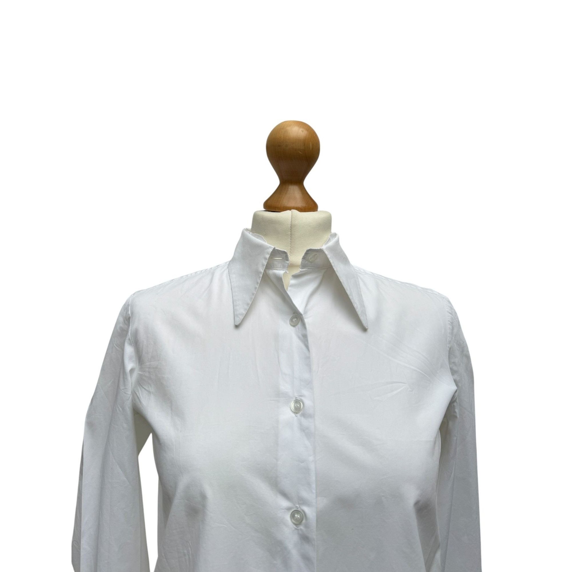 Miu Miu White Pointy Collar Shirt Size XS / US 0-2 / IT 36-38 - 2 Thumbnail