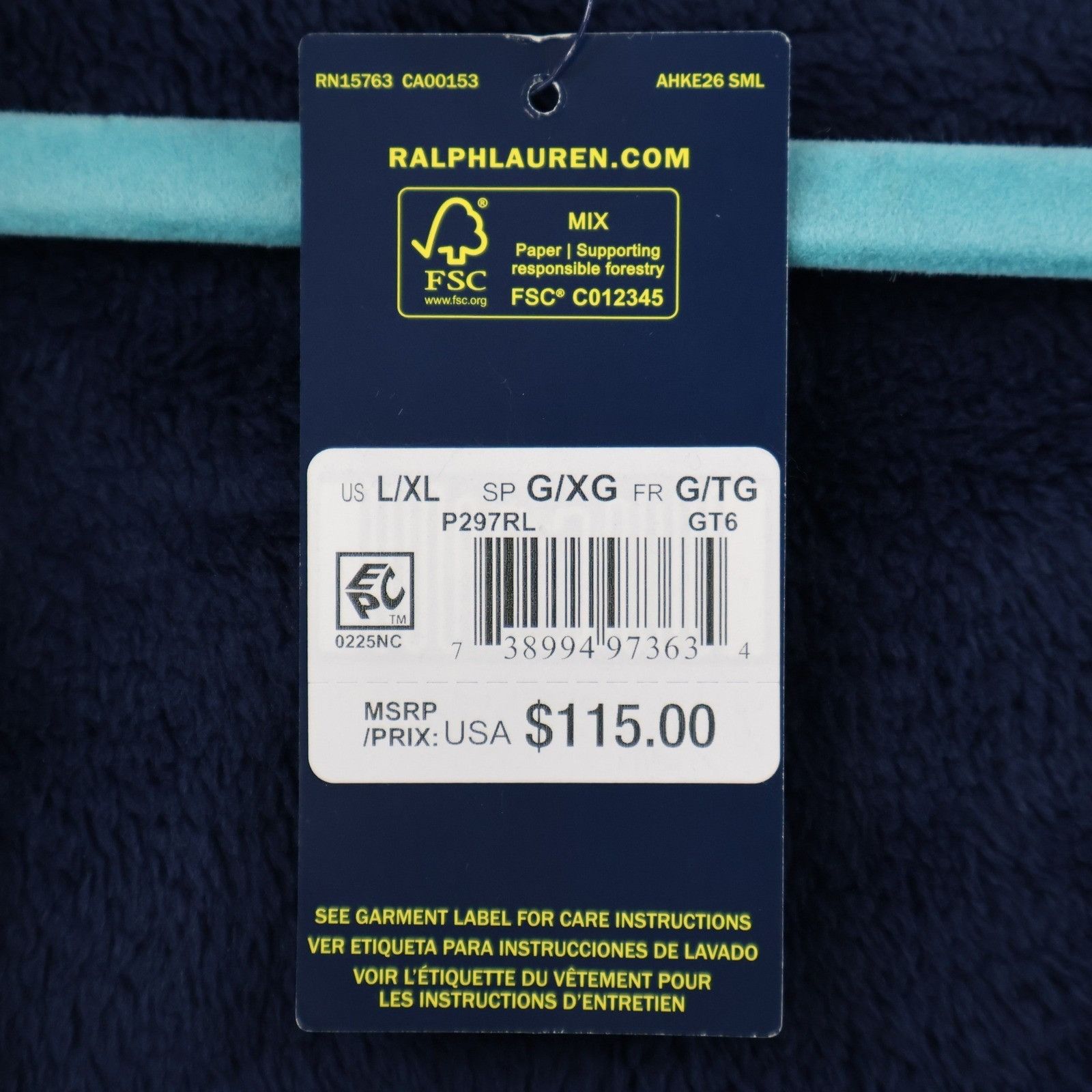 Polo Ralph Lauren Polo Ralph Lauren Robe Unisex L/XL Blue Plush Fleece Cozy Size 46 - 10 Thumbnail