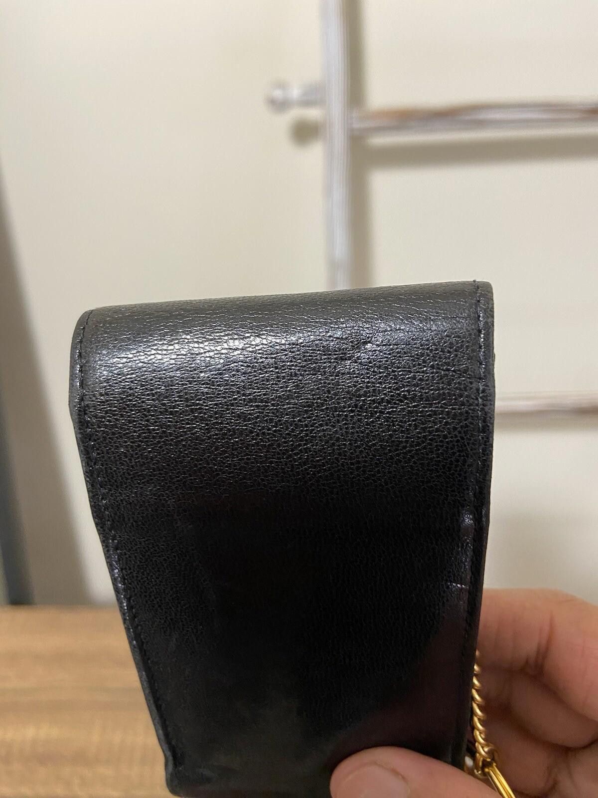 Chanel black lambskin leather cigarette case pouch w chain