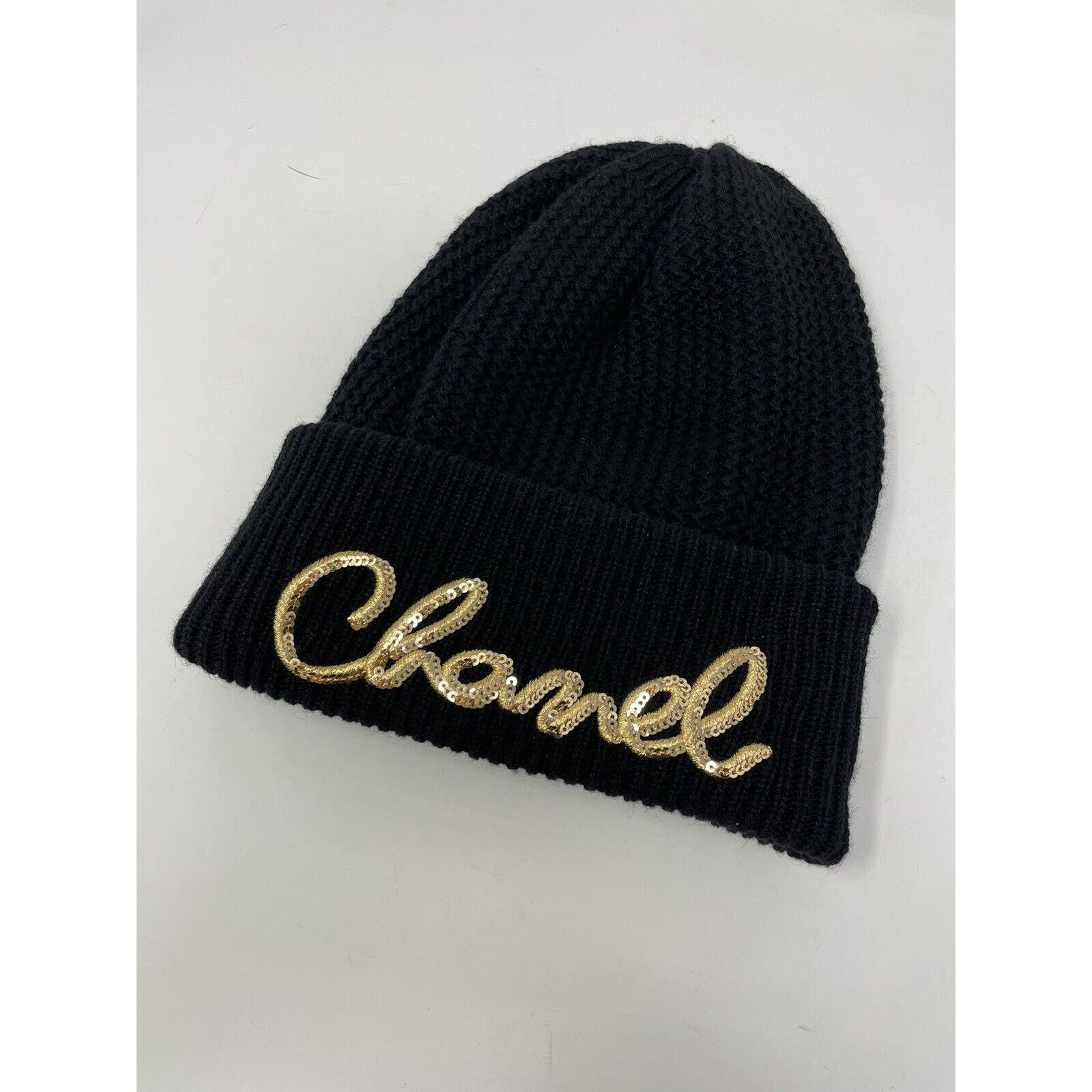 Chanel Chanel Black Cashmere Hat 22A Script Gold Size ONE SIZE - 5 Thumbnail