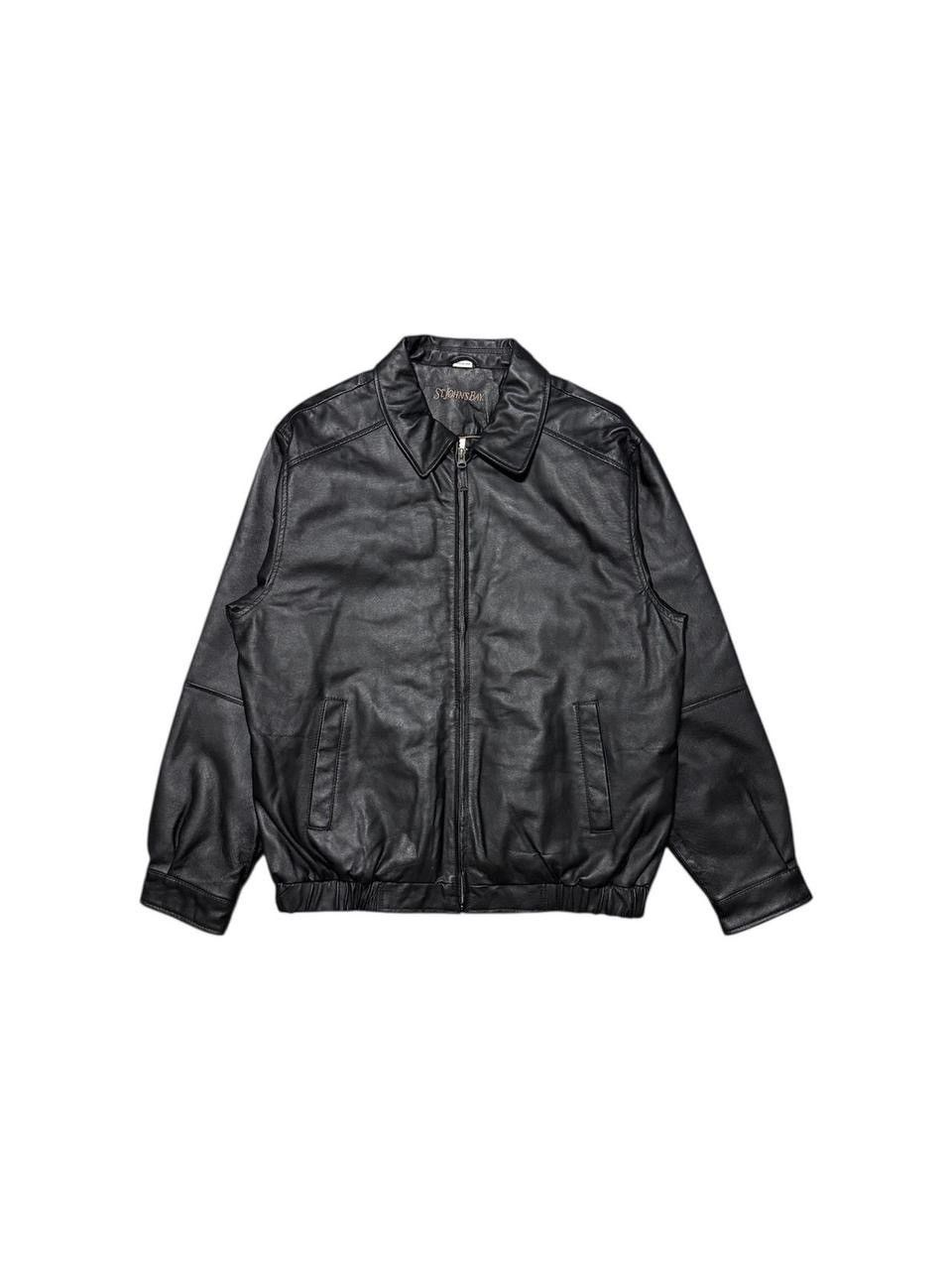 St. Johns Bay Vintage Zip up leather jacket with shirt silhouette