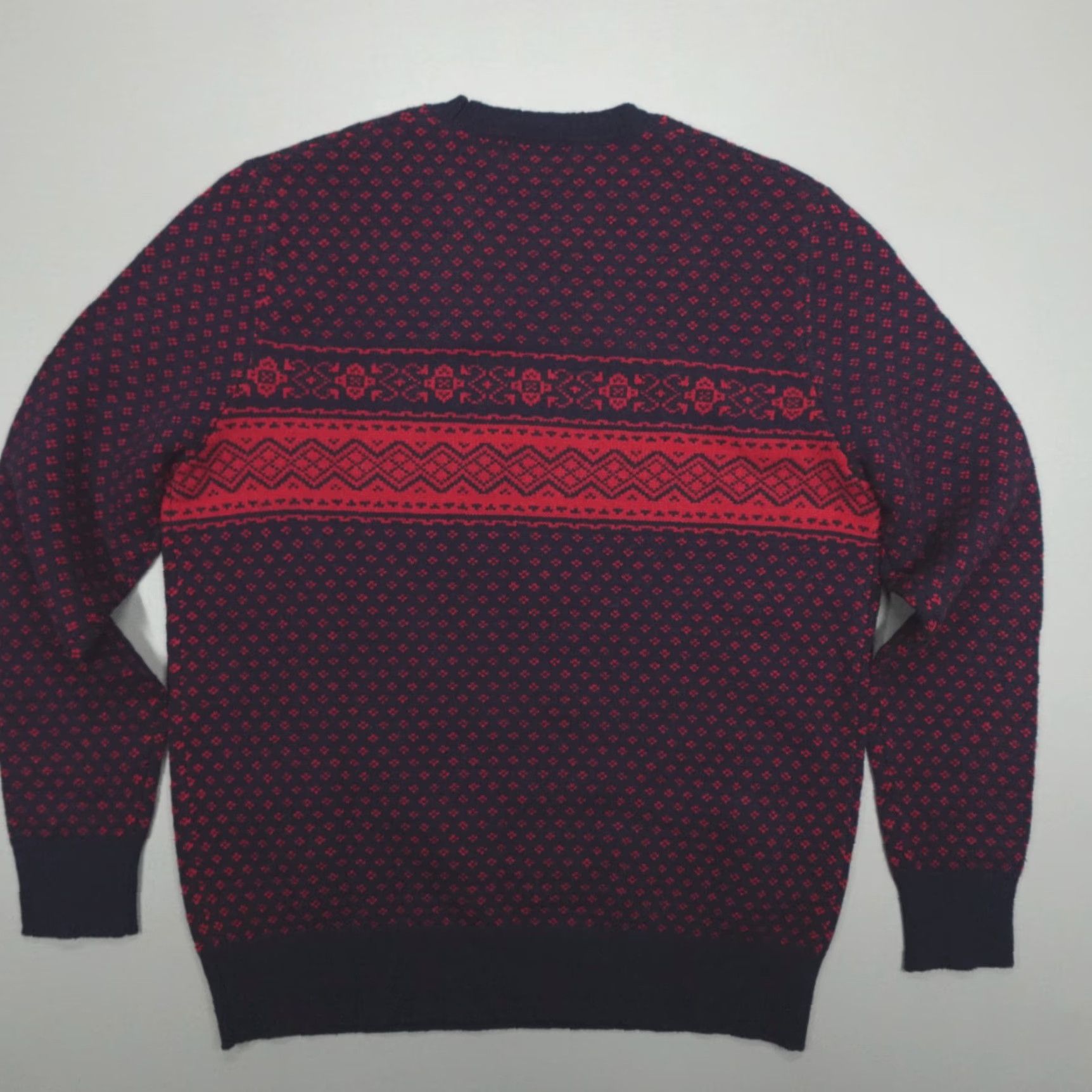 Brooks Brothers Brooks Brothers Sweater Crewneck Merino Wool Fair Isle Blue Red Mens L Regular Knit Casual Holiday 90s Pullover Size US L / EU 52-54 / 3 - 7 Thumbnail