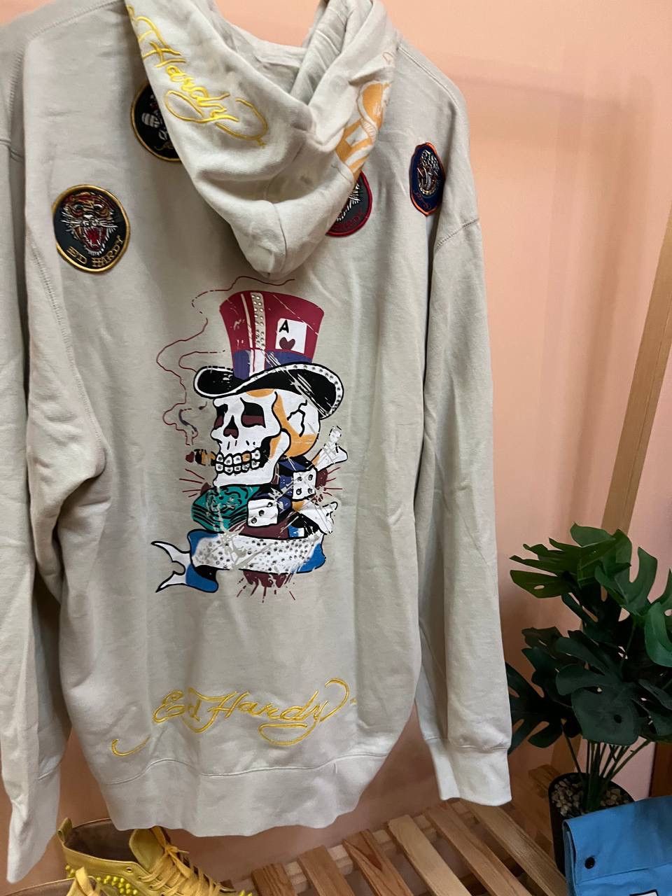 Christian Audigier × Ed Hardy NEW! Ed Hardy Sculls ZIP UP HOODIE VINTAGE Patches audiger Size US XXL / EU 58 / 5 - 3 Thumbnail
