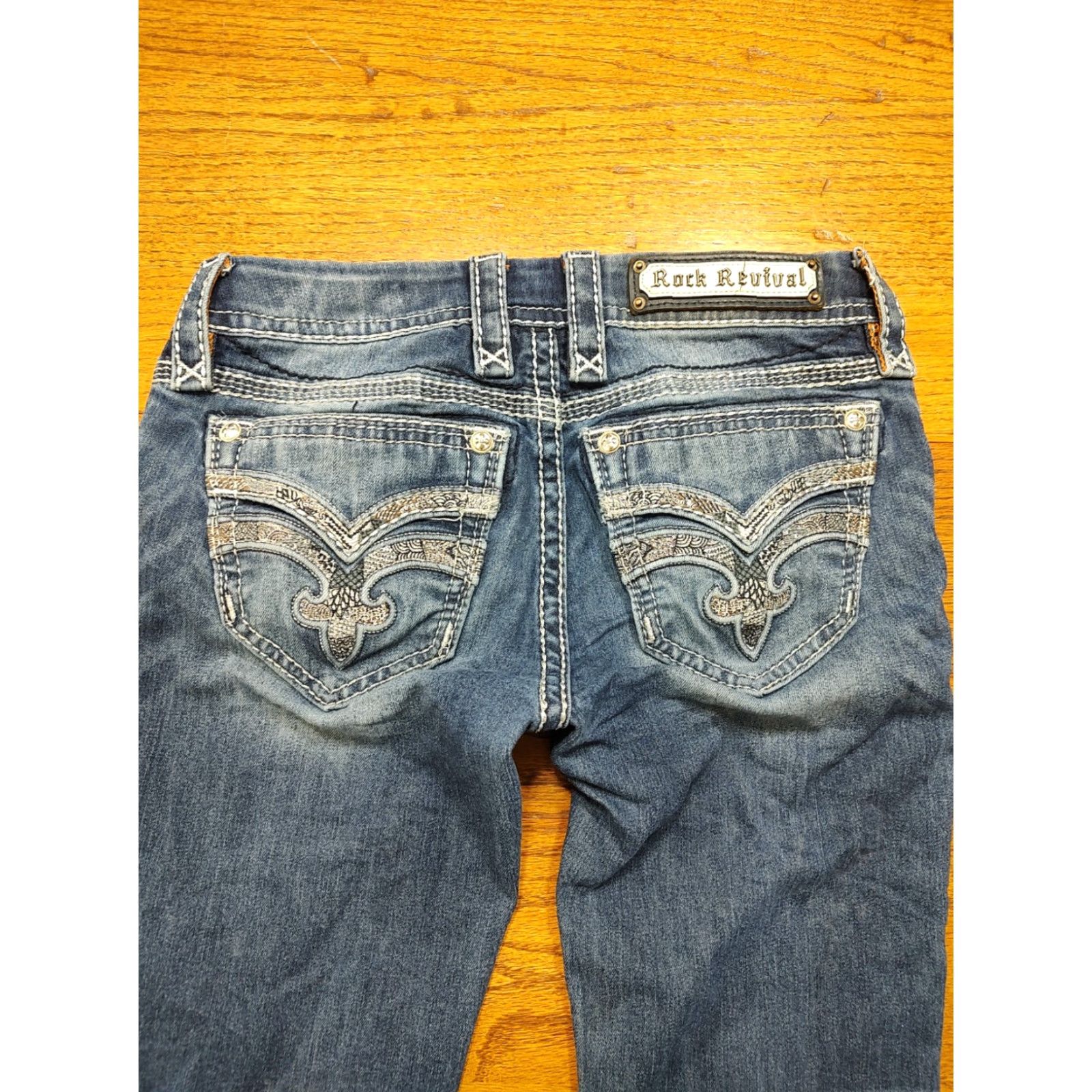 Vintage VINTAGE Rock Revival Allie Skinny Womens 26 X 29 Inseam Denim Distressed Blue Jeans Size 26" / US 2 / IT 38 - 3 Thumbnail
