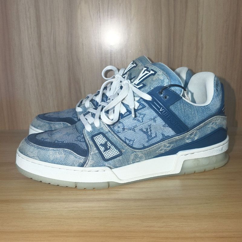 Louis Vuitton Louis Vuitton Blue Denim Low-Top Sneakers - Size US 8.5 / EU 41-42 - 1 Thumbnail
