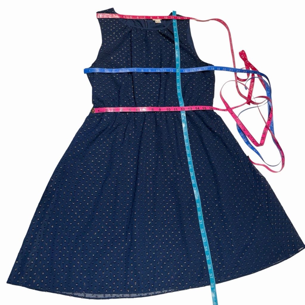 J.Crew J.Crew Navy Swiss Dot Fit Flare Dress12 Neck Sleevless Lined Size XL / US 12-14 / IT 48-50 - 5 Thumbnail