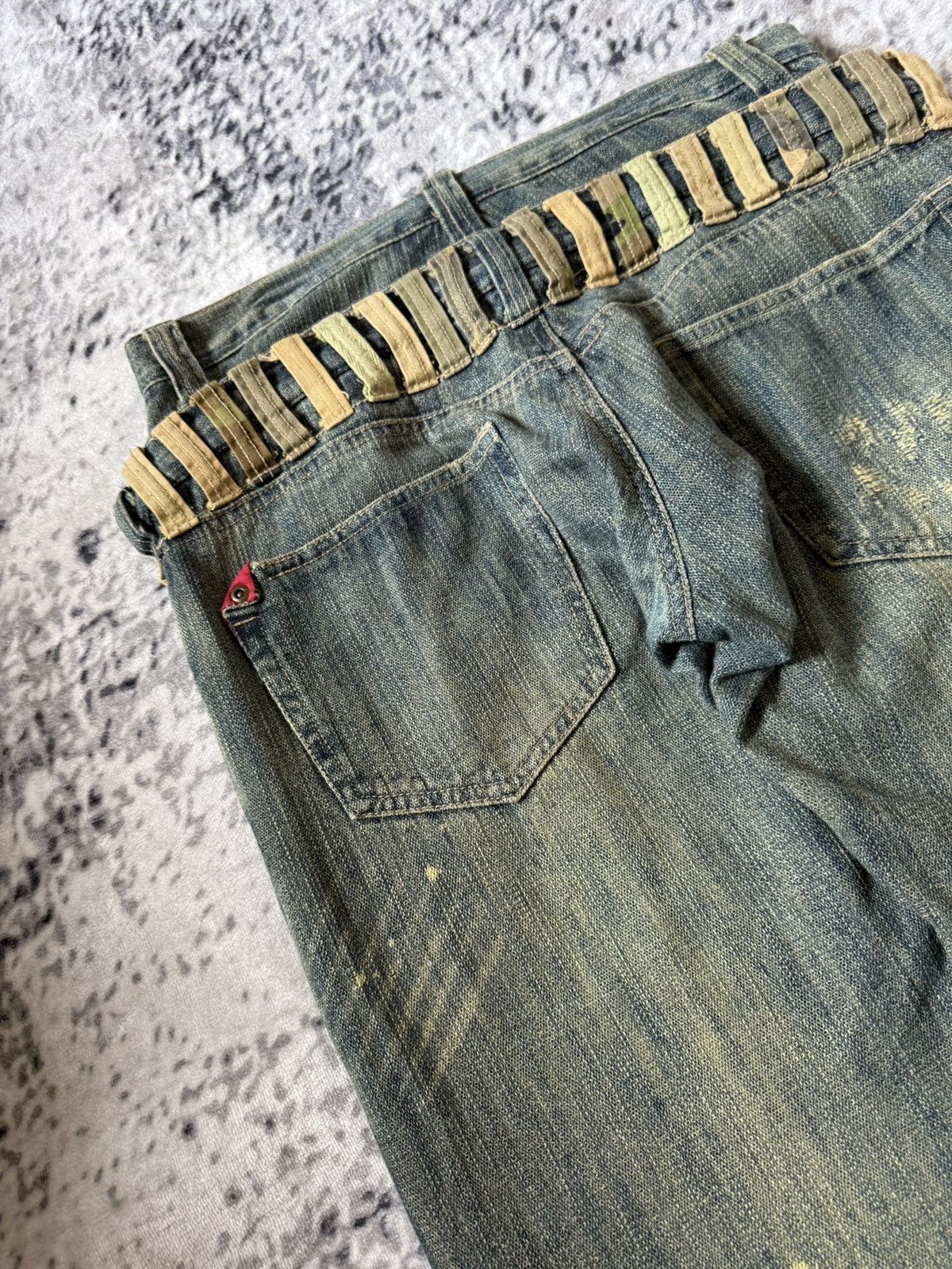 20471120 Gumu Japan Green Mud Wash Double Waist Double Studs Jeans Size US 32 / EU 48 - 15 Thumbnail