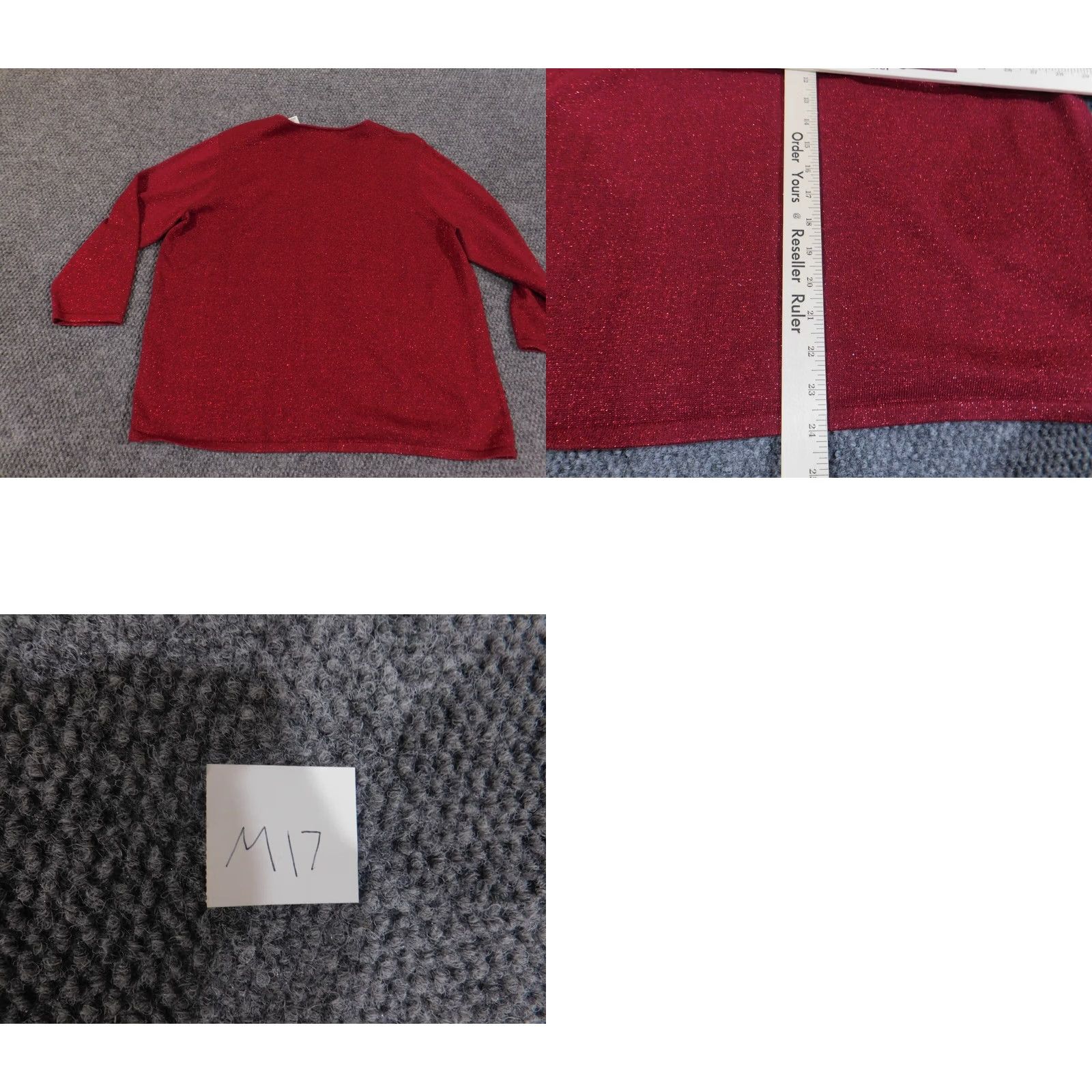 Vintage Alfred Dunner Sweater XL Red Beaded Embellishments Womens Stretch Knit Raglan Sleeve V-Neck Pullover Knit Size XL / US 12-14 / IT 48-50 - 8 Thumbnail