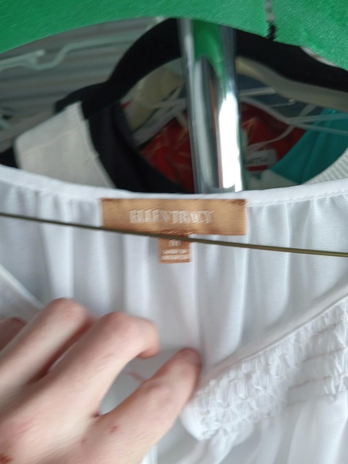 Designer Elegant White Blouse by Ellen Tracy Size M / US 6-8 / IT 42-44 - 3 Thumbnail