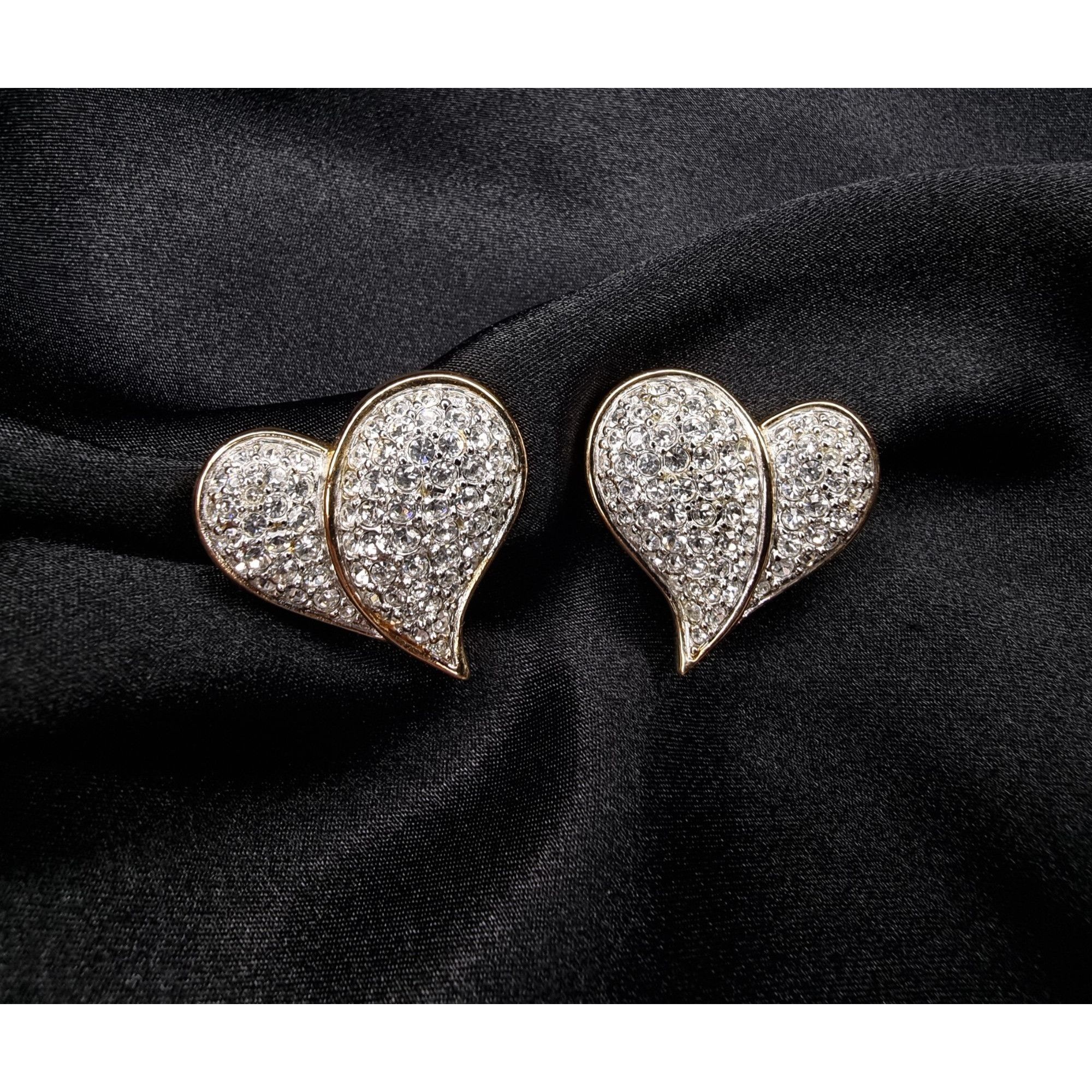 Swarovski Vintage Swarovski Crystal Heart Clip-On Earrings Size ONE SIZE - 3 Thumbnail