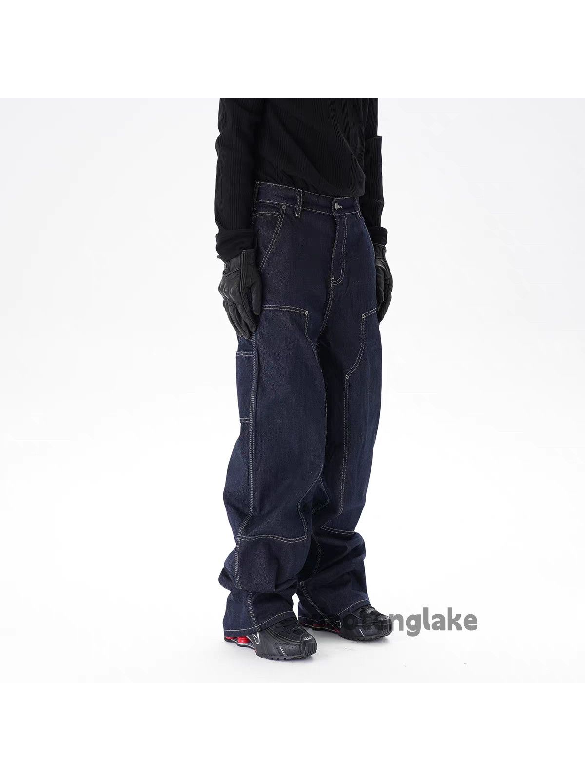 Jean Unisex utility loose baggy skate hiphop carpenter jeans Size US 32 / EU 48 - 5 Thumbnail