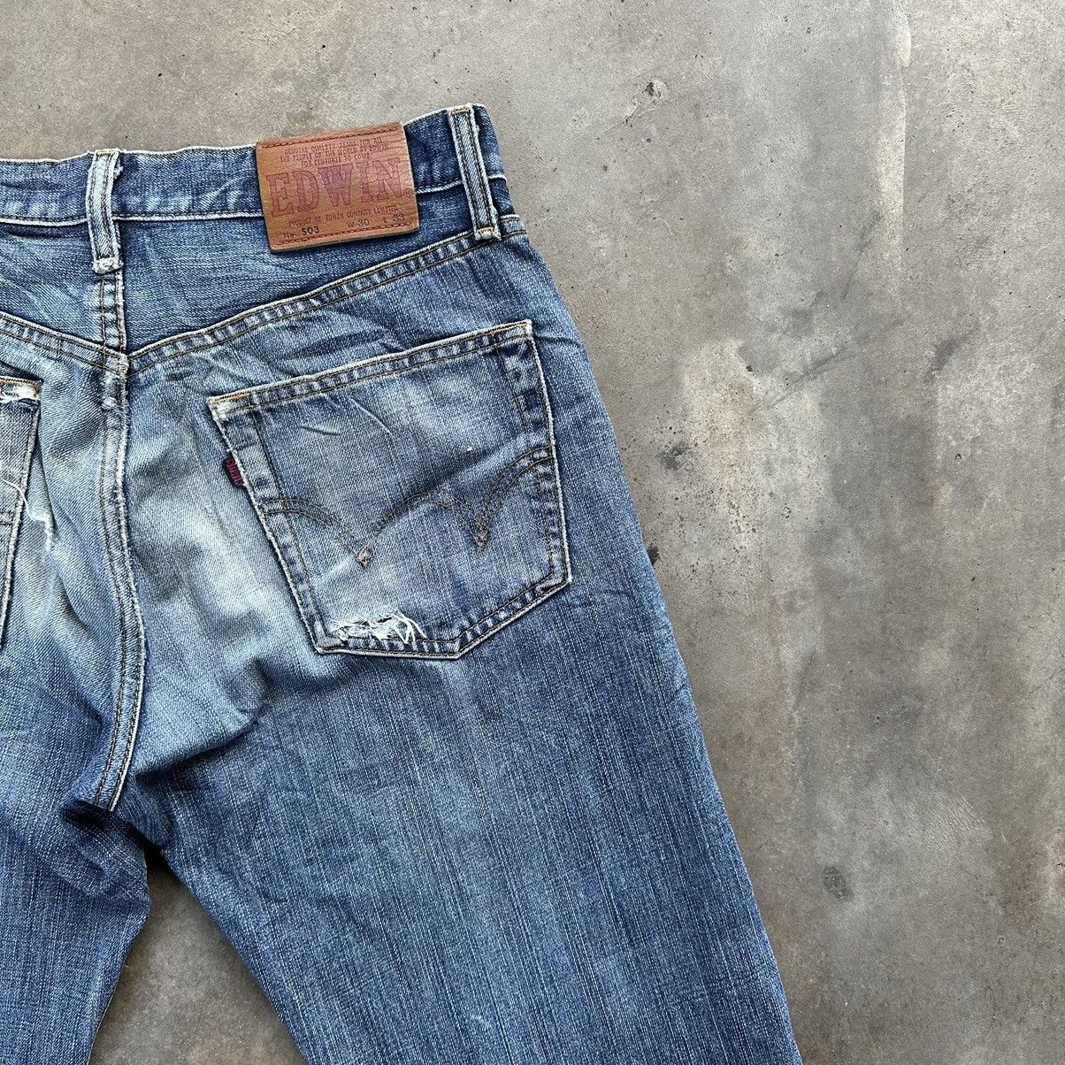 Japanese Brand W30 Vintage Edwin 503 Faded Distressed Denim Jean Pant Size US 30 / EU 46 - 14 Thumbnail
