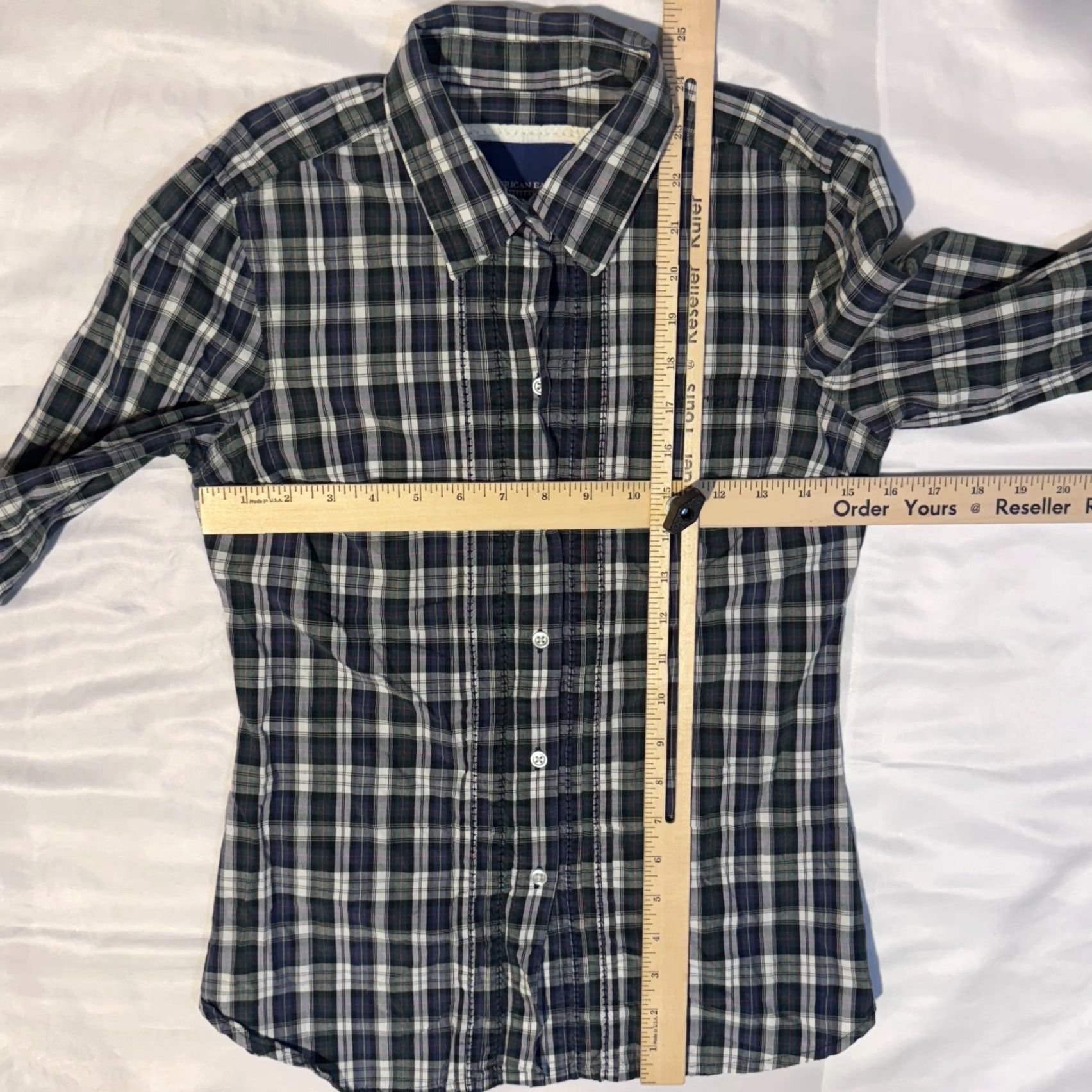 American Eagle Outfitters American Eagle Outfitters Shirt Forest Green Plaid Button-Up Adult XS Womens Size XS / US 0-2 / IT 36-38 - 6 Thumbnail