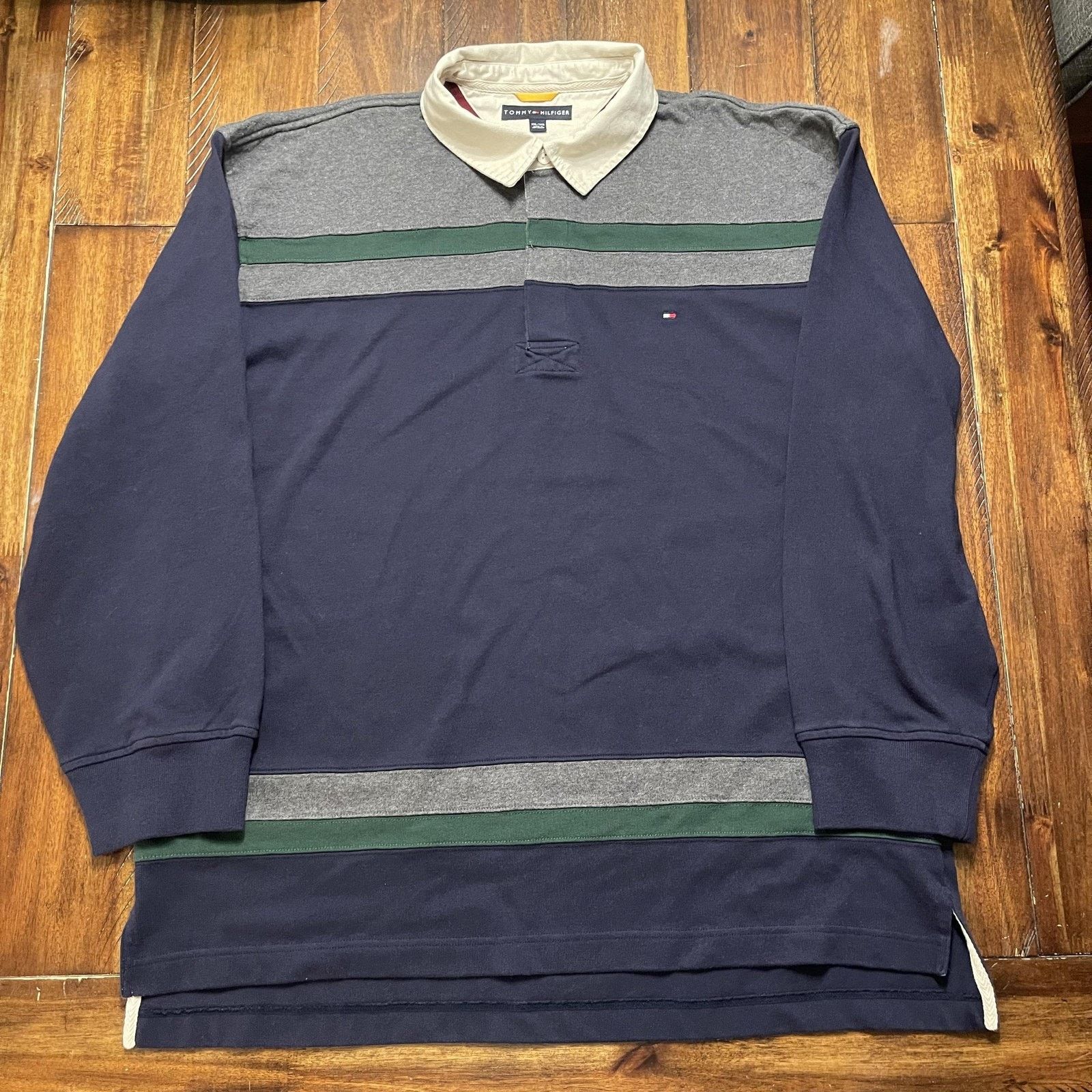 Tommy Hilfiger Tommy Hilfiger Shirt XXL Rugby Long Sleeve Flag Colorblock Size US XXL / EU 58 / 5 - 2 Thumbnail