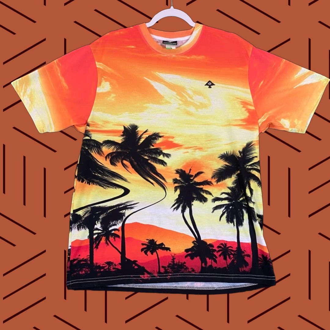Vintage VINTAGE Lifted Research Group Shirt Mens XL Orange Sunset All Over Print Short Sleeve Size US XL / EU 56 / 4 - 1 Thumbnail