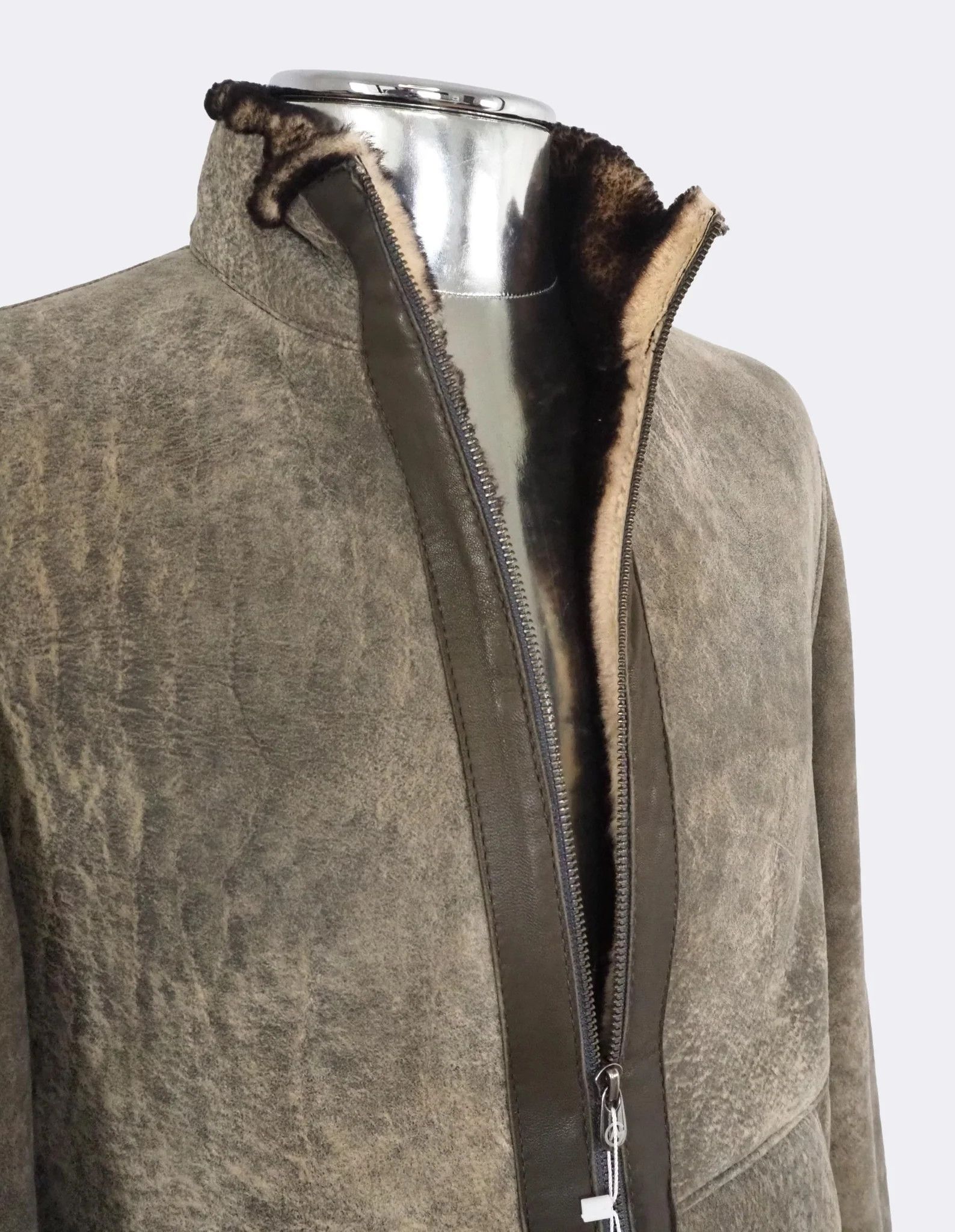 Armani Collezioni Armani Collezion Brown LambskinShearling LeatherJacket $1915 Size US M / EU 48-50 / 2 - 8 Thumbnail