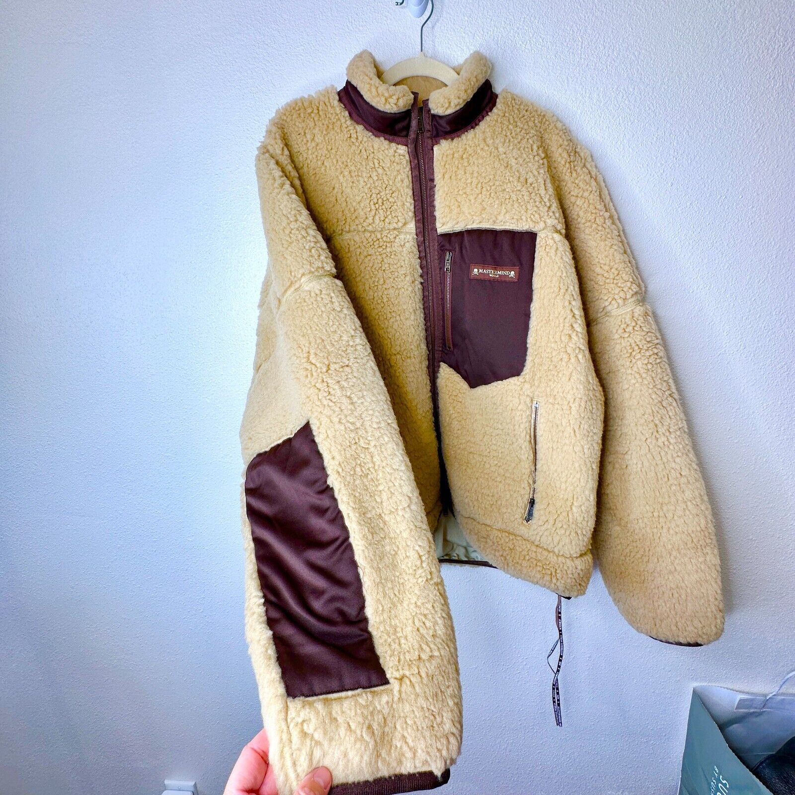 Mastermind World Mastermind World Tan Cashmere Sherpa Jacket Skull Crossbone Size M / US 6-8 / IT 42-44 - 8 Thumbnail