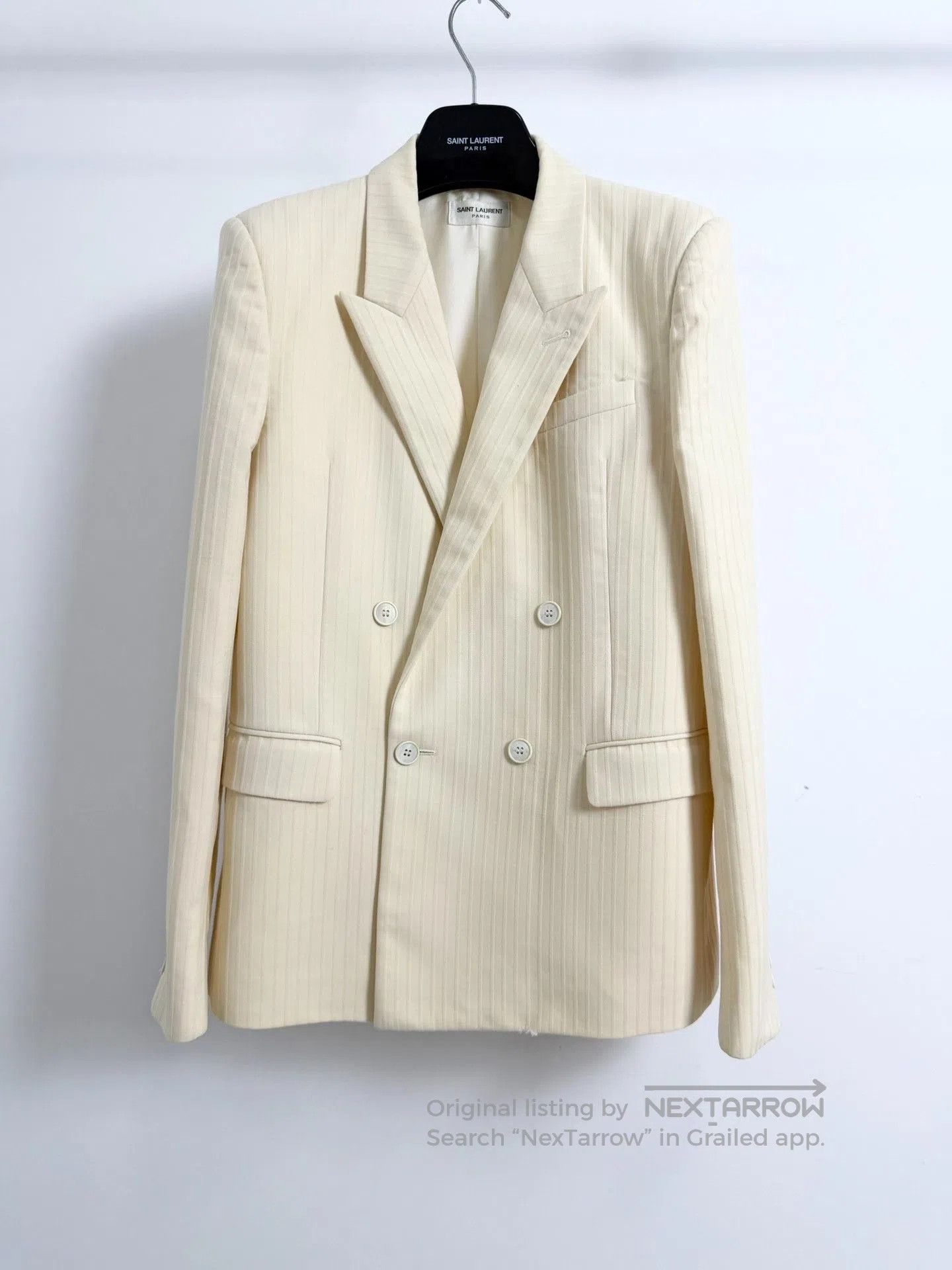 Saint Laurent Paris Saint Laurent Beige Pinstripe Suit. Size US M / EU 48-50 / 2 - 1 Thumbnail