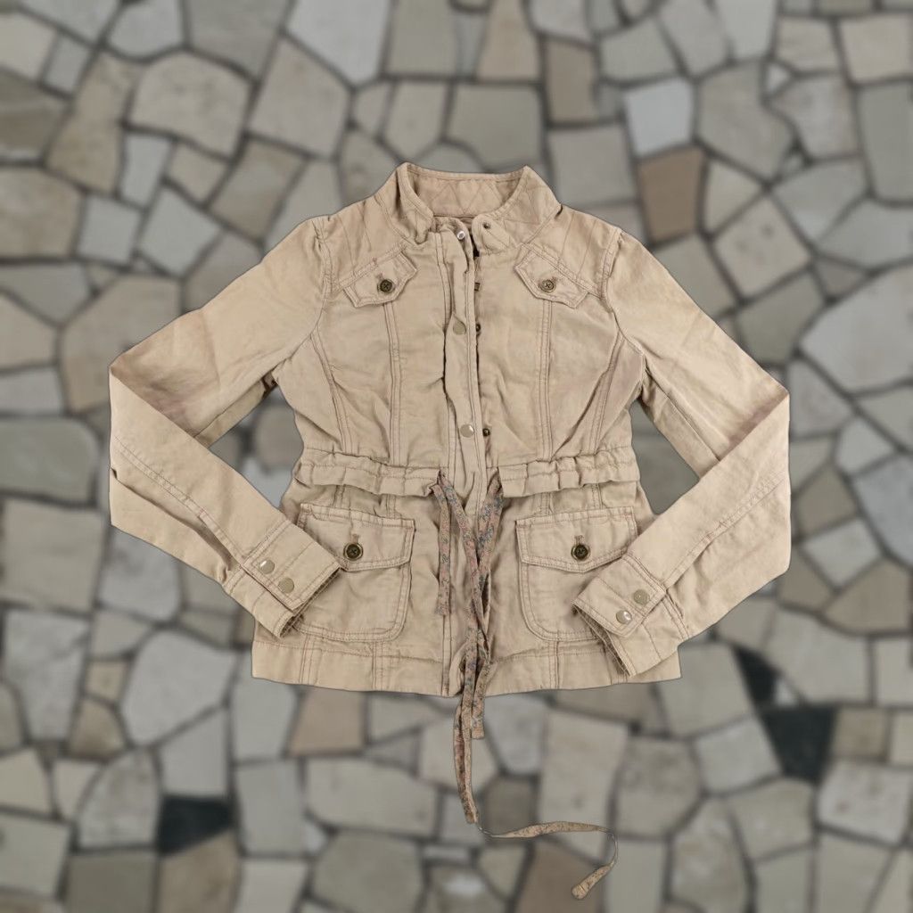 Anthropologie Anthropologie Daughters of the Liberation Beige Military Jacket Womens 2 Lightweight Zip Up Coat Size XS / US 0-2 / IT 36-38 - 1 Thumbnail