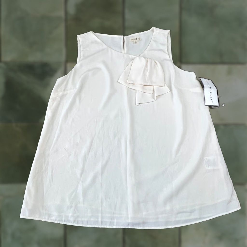 Vintage Maison Jules Womens Semi Sheer Blouse Shirt Top Ivory Large Sleeveless Lined Size L / US 10 / IT 46 - 1 Thumbnail