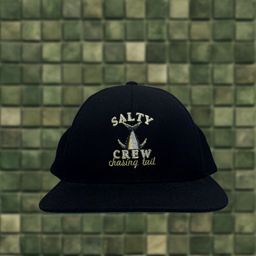 Vintage Salty Crew Chasing Tail Embroidered Black Snapback Baseball Mens Hat- Size ONE SIZE - 1 Thumbnail