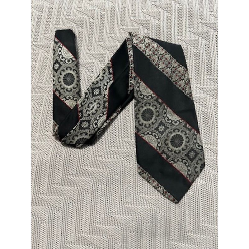 Vintage Vintage Alexander black paisley striped polyester tie Size ONE SIZE - 1 Thumbnail