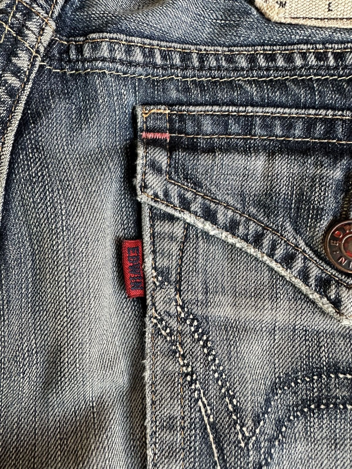 14th Addiction Edwin Blue Trip 5001 Patches Flare Vintage Denim D516 Size US 28 / EU 44 - 8 Thumbnail