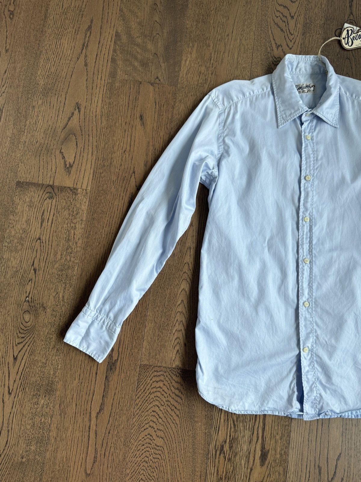 Bevilacqua BEVILACQUA Italy Handmade Mens Blue Cotton Dress Shirt Size US S / EU 44-46 / 1 - 6 Thumbnail