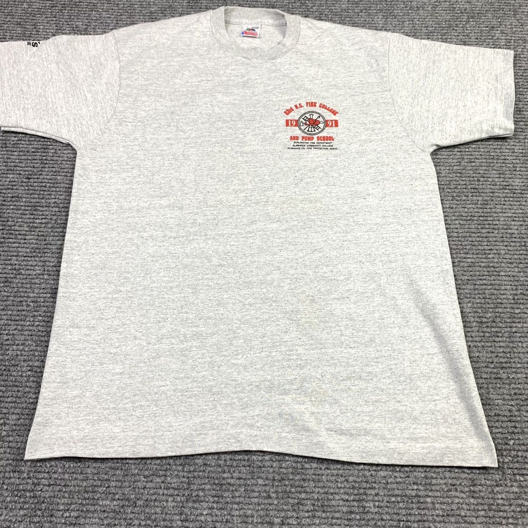 Fruit Of The Loom VINTAGE Fire Department Graphic T-Shirt Mens Large Gray 90s Single Stitch Made in USA Fruit of the Loom Regular Crew Neck Short Sleeve Graphic Print Size US L / EU 52-54 / 3 - 3 Thumbnail