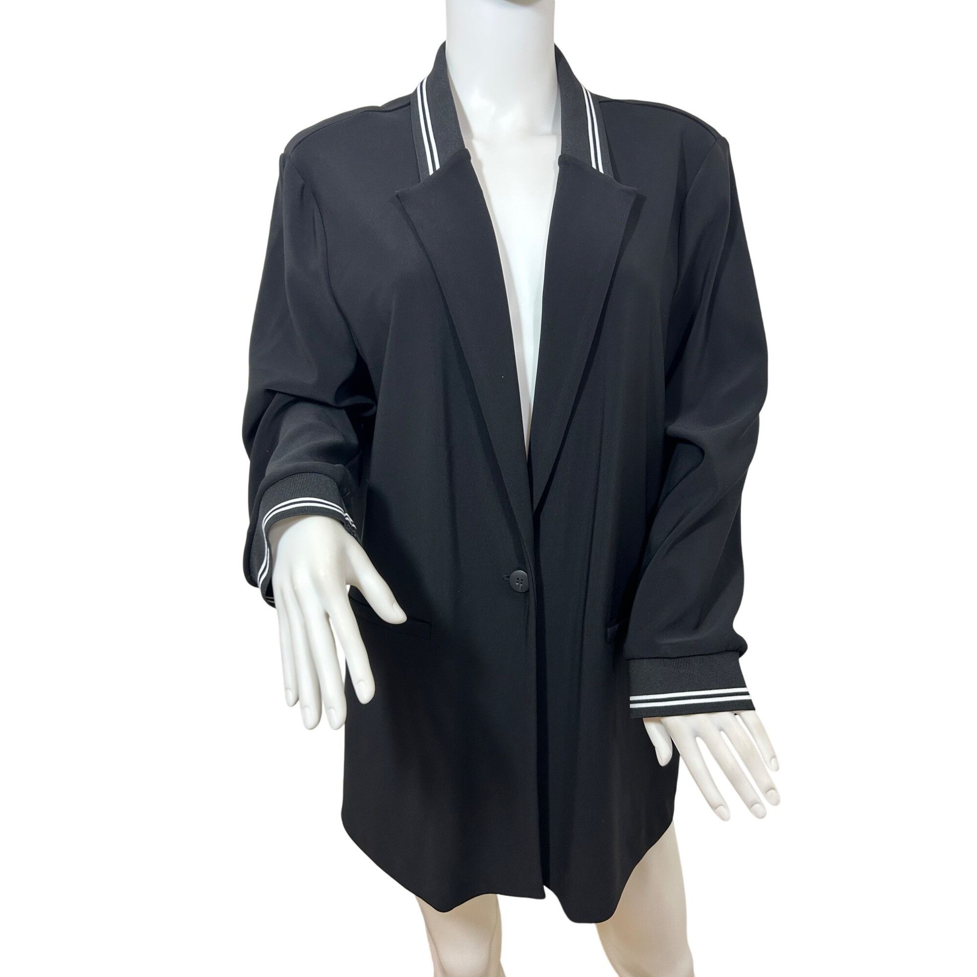Joseph Ribkoff Joseph Ribkoff Black Blazer 16 White Trim Button Pockets Sho Size XXL / US 16-18 / IT 52-54 - 1 Thumbnail