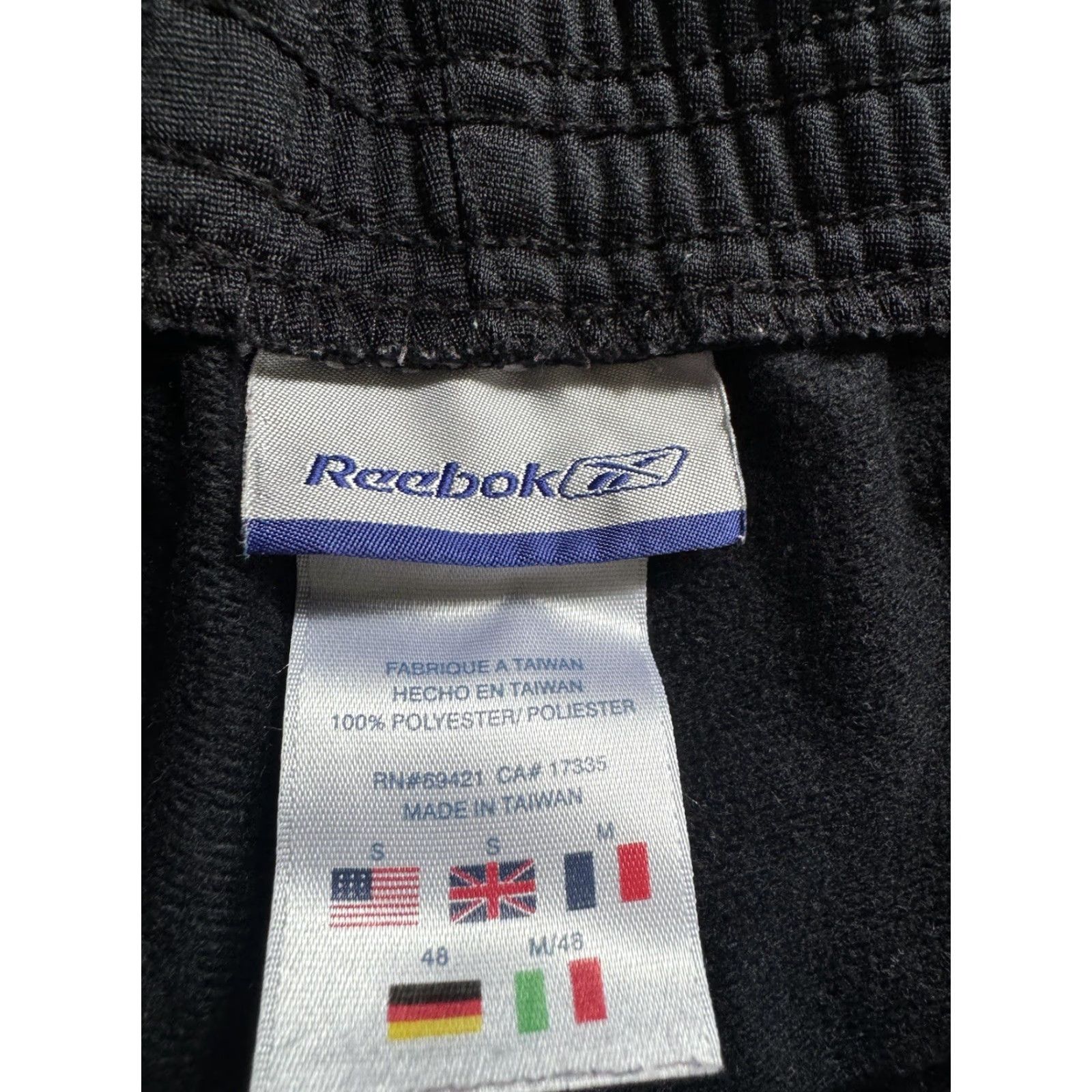 Reebok VINTAGE Reebok Pants Sweatpants Black Men's S Elastic Ankle Cuffs Logo Pockets Fleece Training Casual Mens Size US 29 - 3 Thumbnail