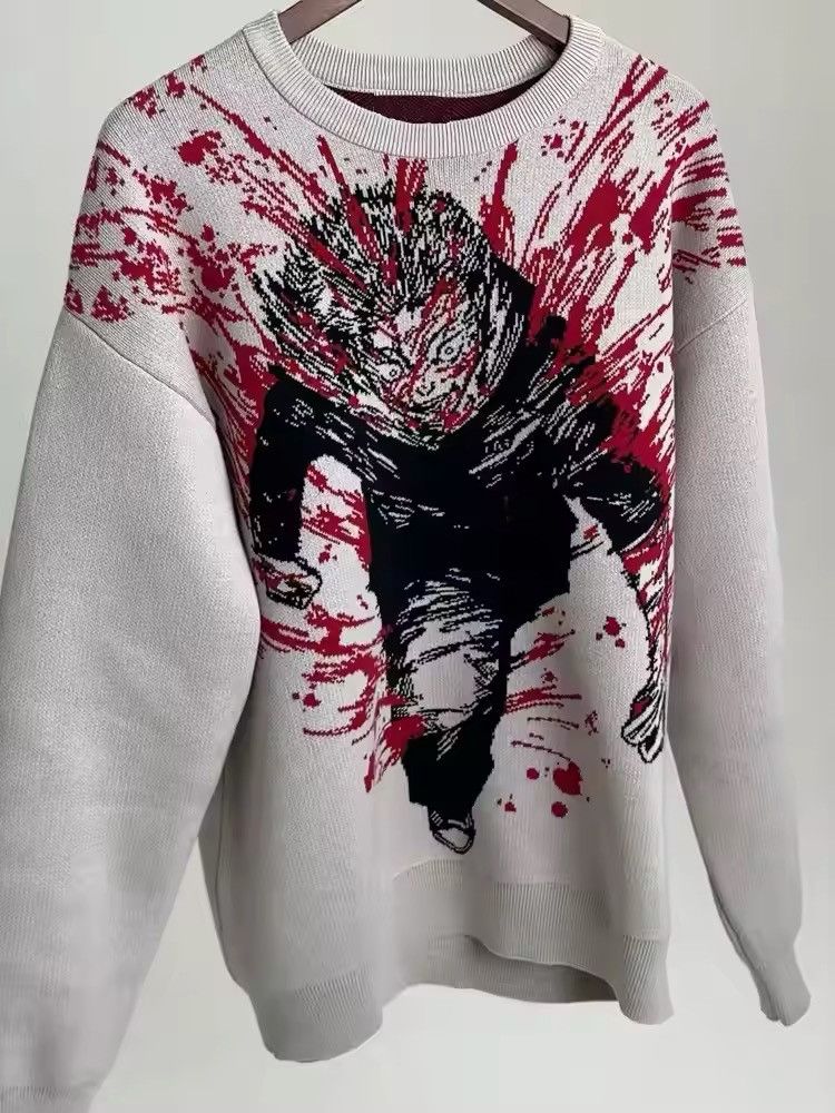 Japanese Brand × Vintage Harajuku Anime Oversized Graphic Print Knitted Sweater Size US M / EU 48-50 / 2 - 1 Thumbnail